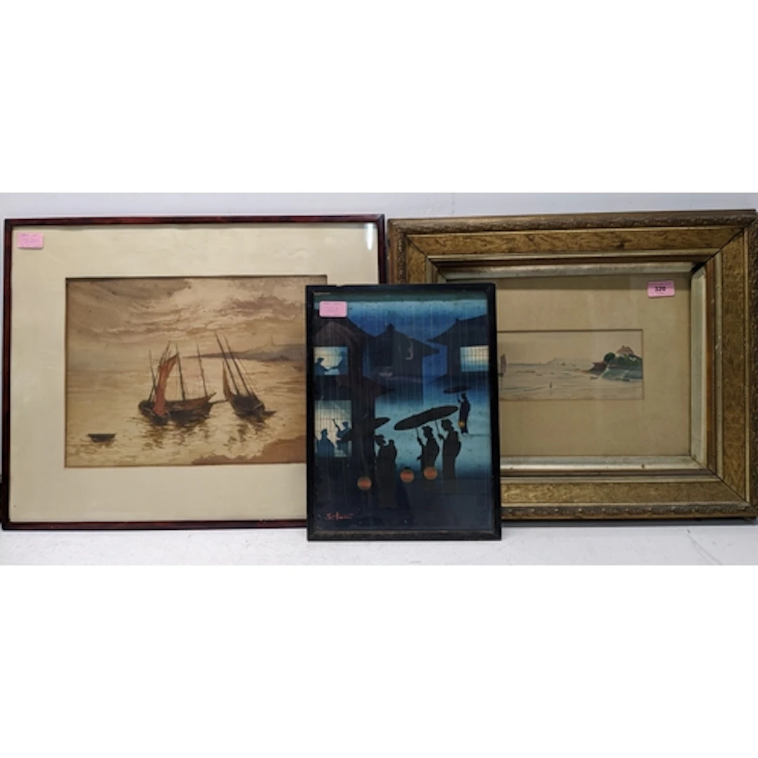 Pictures to include S. Toni (Japanese), a woodblock print of...