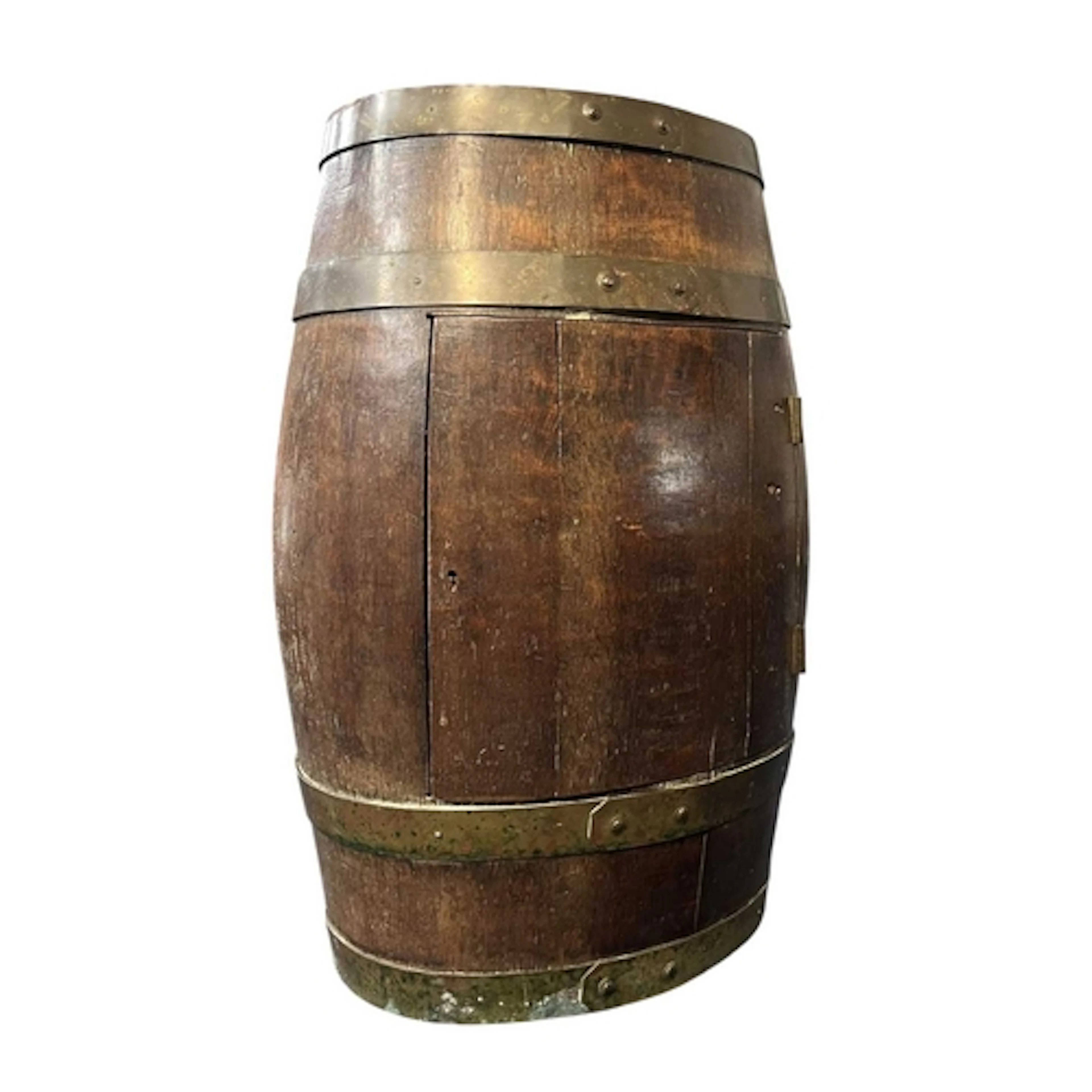 A 19th century coopered oak and brass bound whisky / wine co...