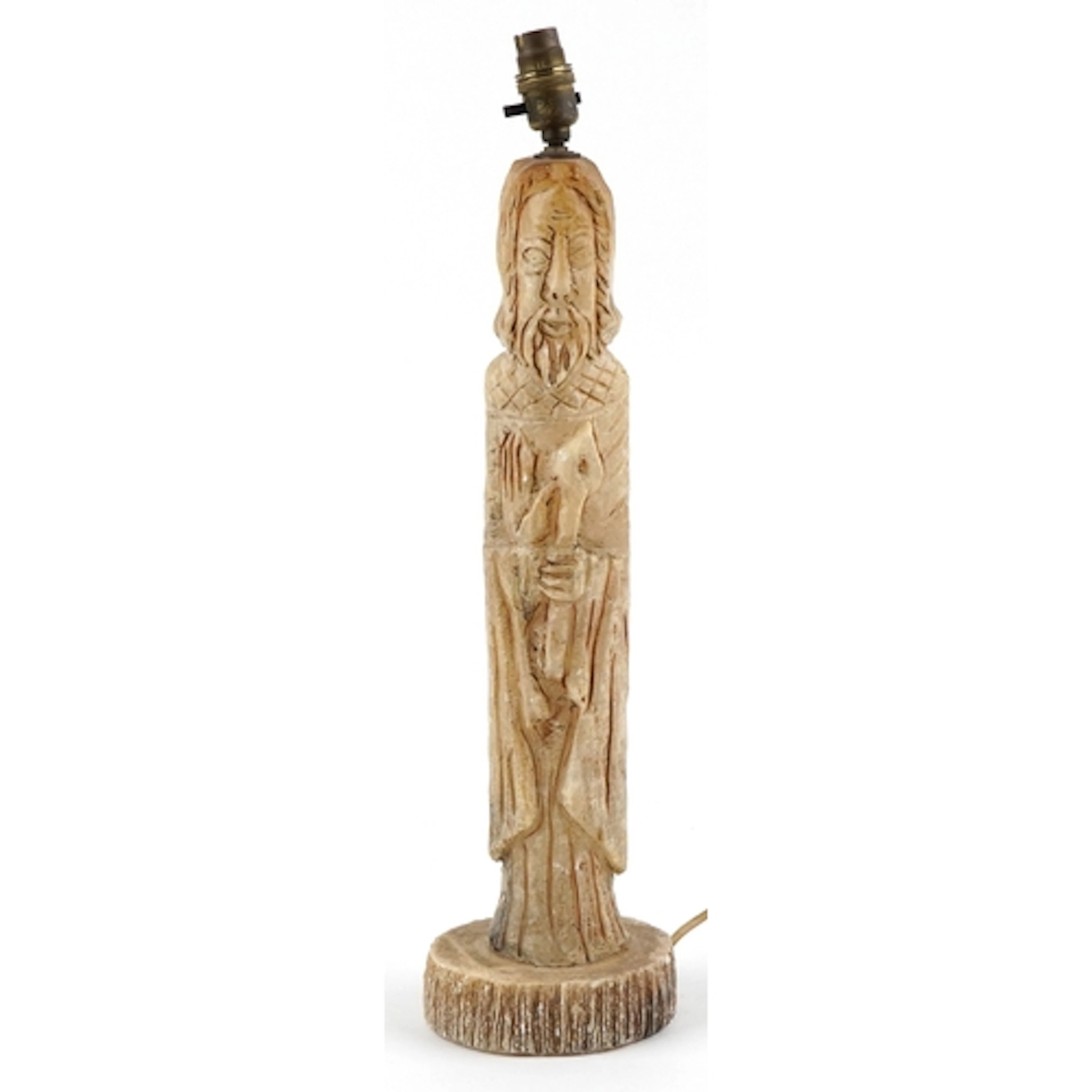 Early to mid 20th century hand carved alabaster religious fi...