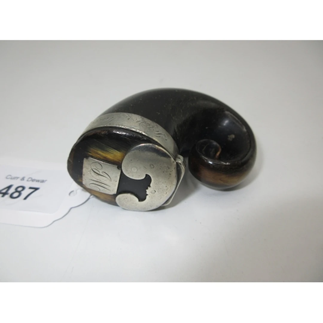 19th Century Horn Snuff Mull Inscribed John Malcolm Dunferml...