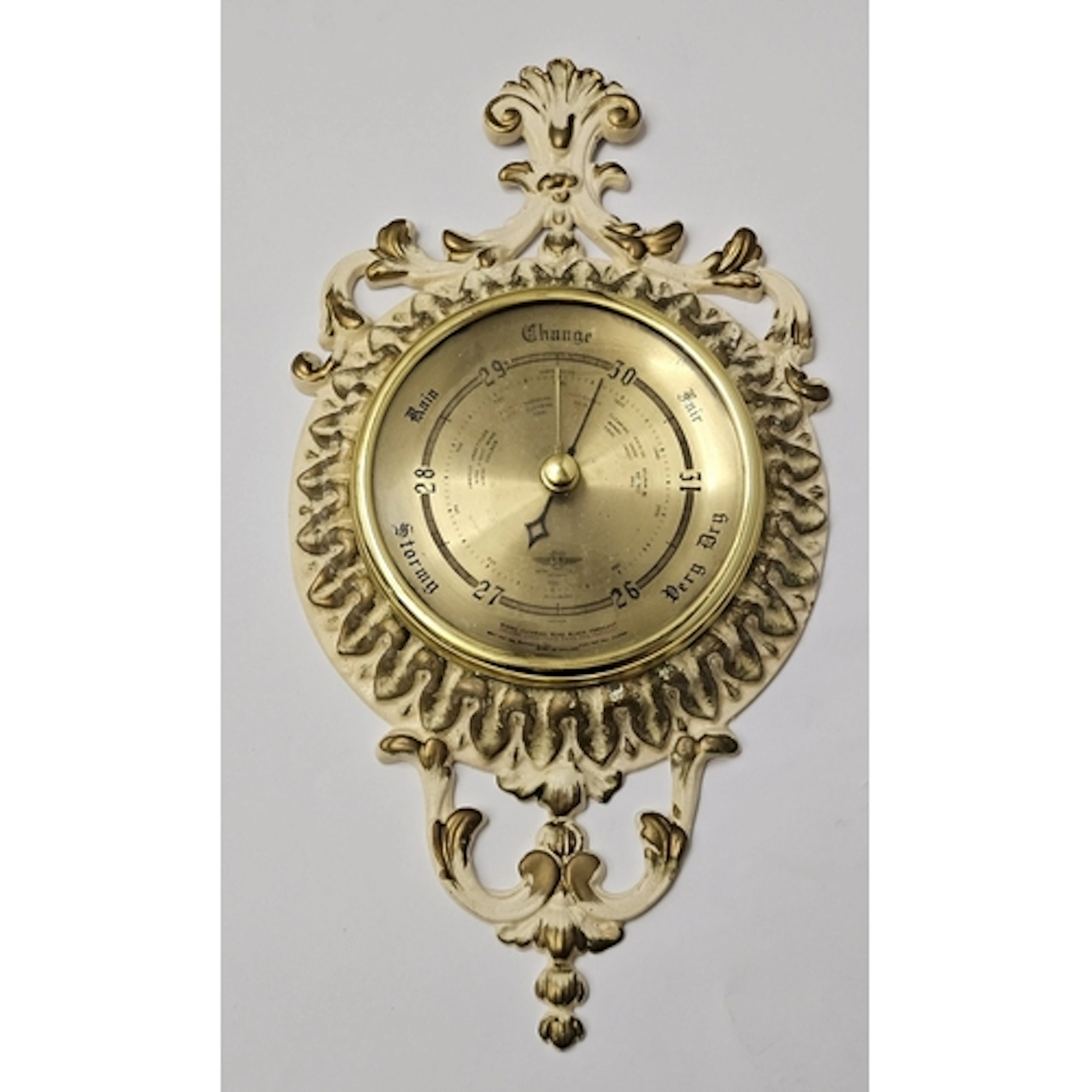 Vintage Ornate Cast Metal Wall Barometer approx. 33cm L UNTE...