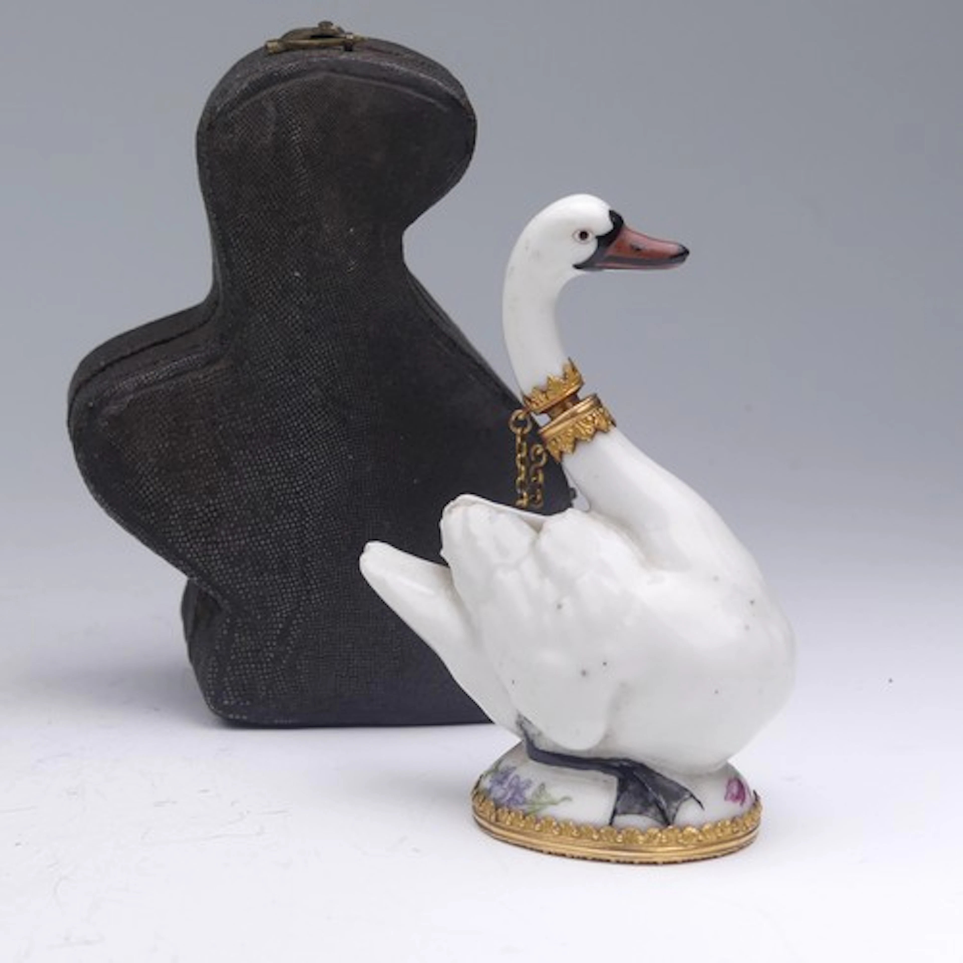 A rare Chelsea or St James (Charles Gouyn) gold mounted porc...