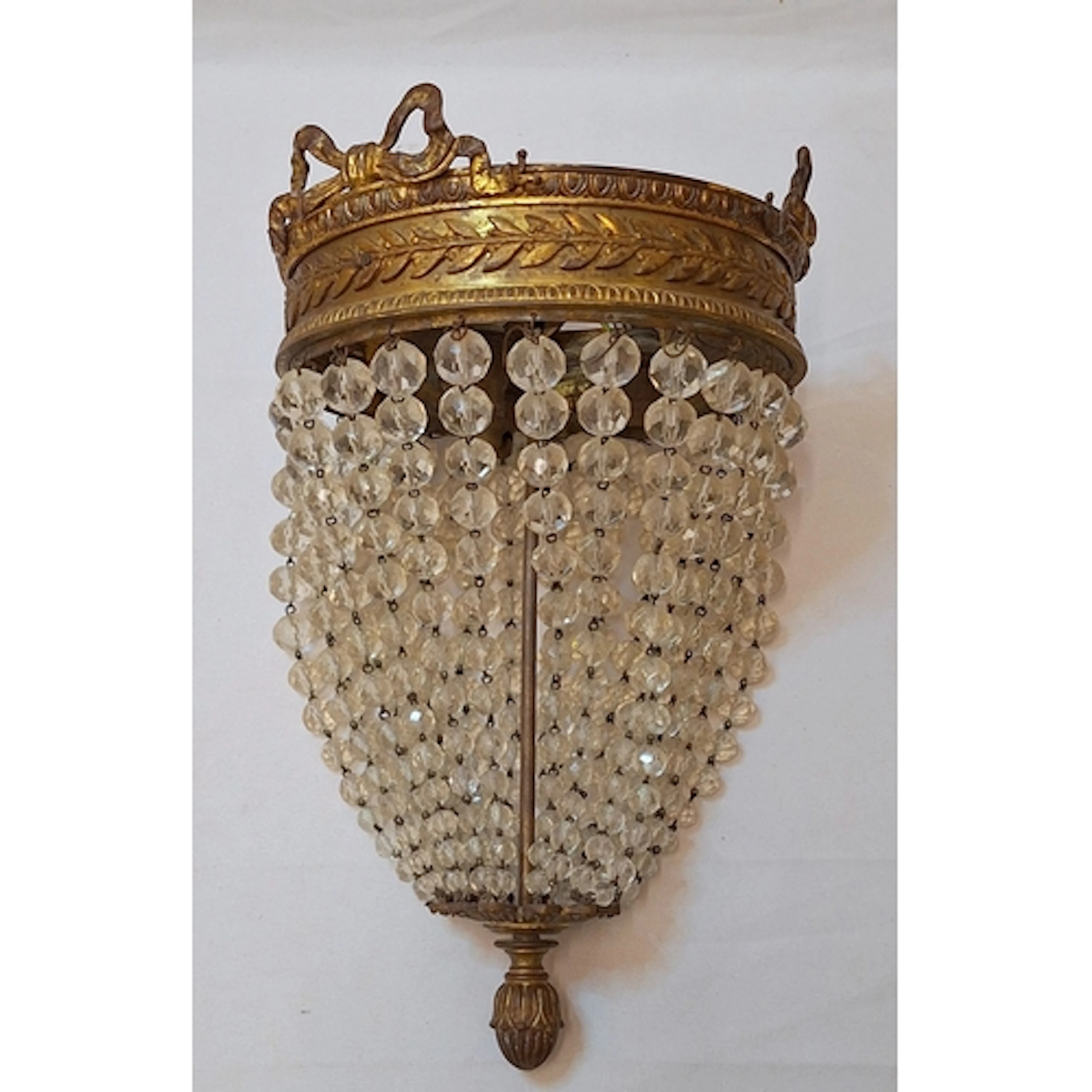 Antique/Vintage French Crystal Beaded Basket Chandelier appr...