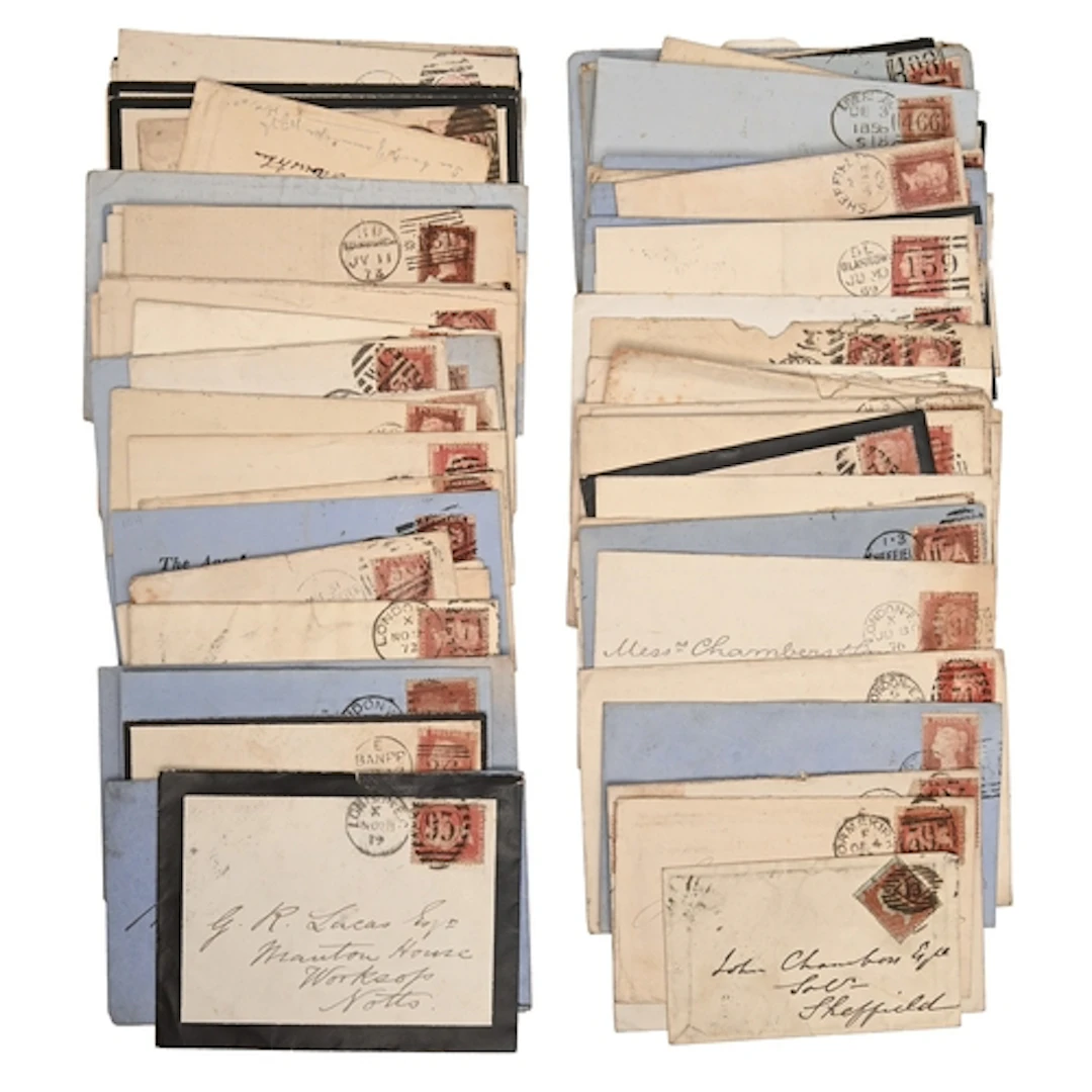 Postal History. A collection of Victorian Penny Red stamps, ...