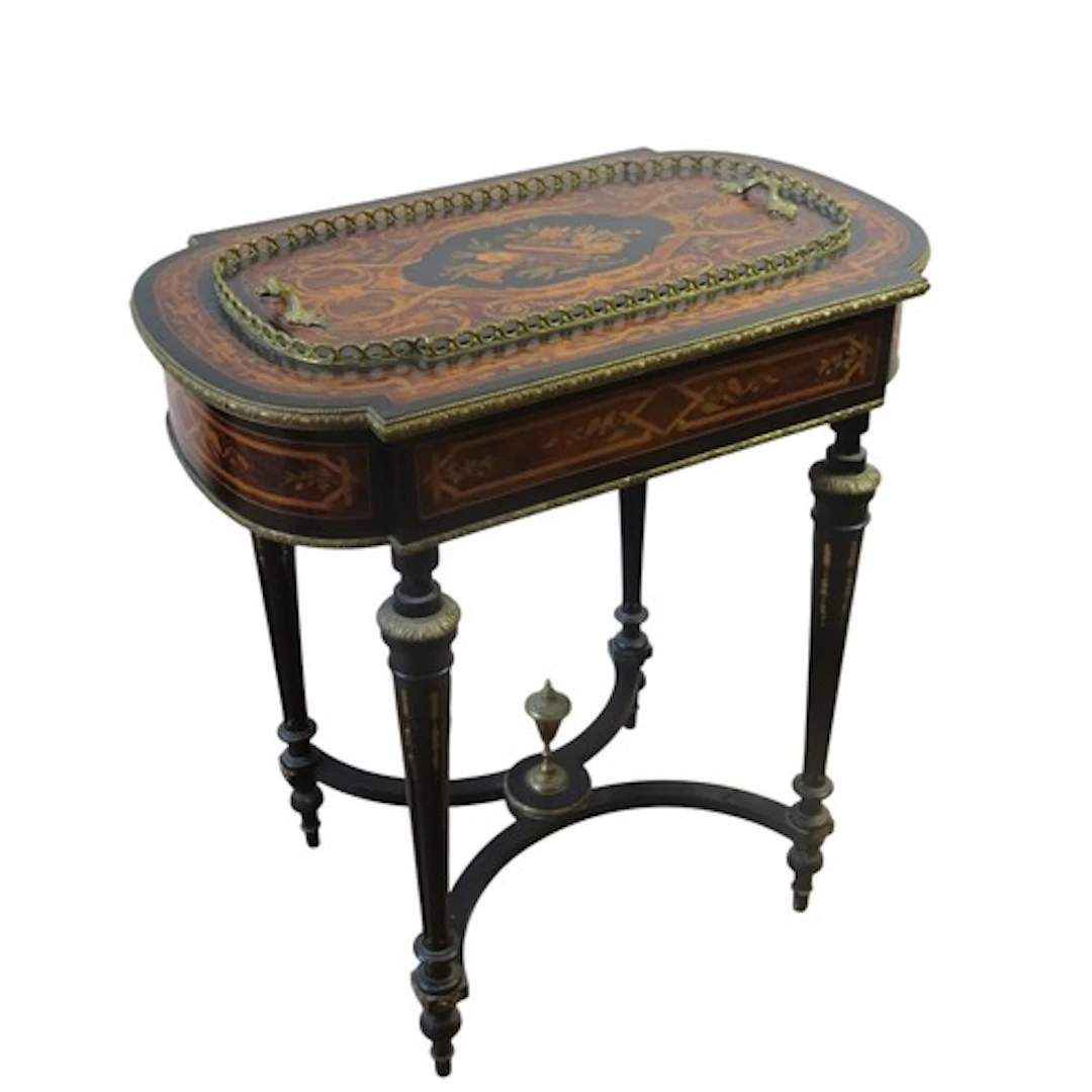 A NAPOLEON III MARQUETRY AND EBONIZED WORK TABLE CIRCA 1880 ...