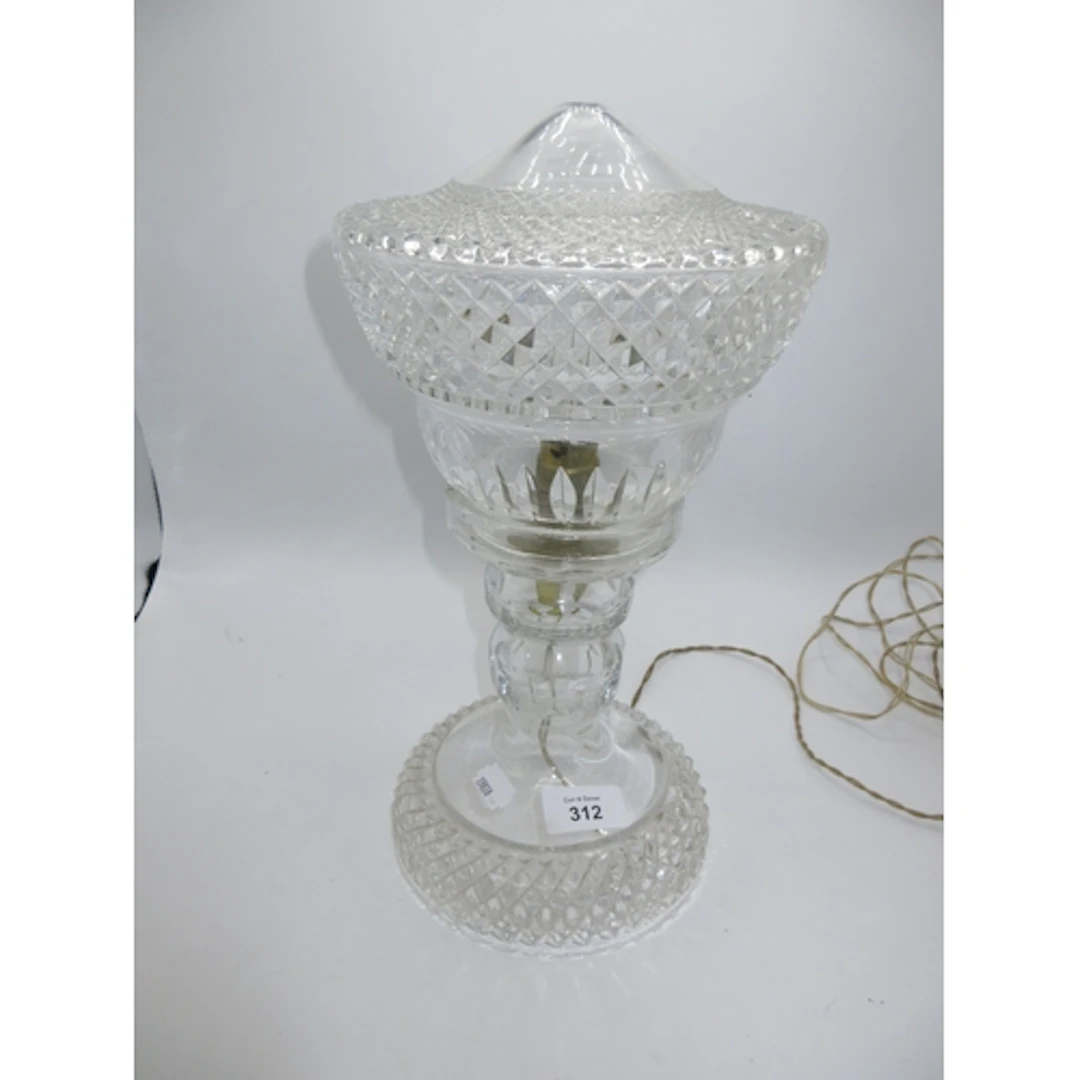 Crystal Art Deco Style Table Lamp, 32cm