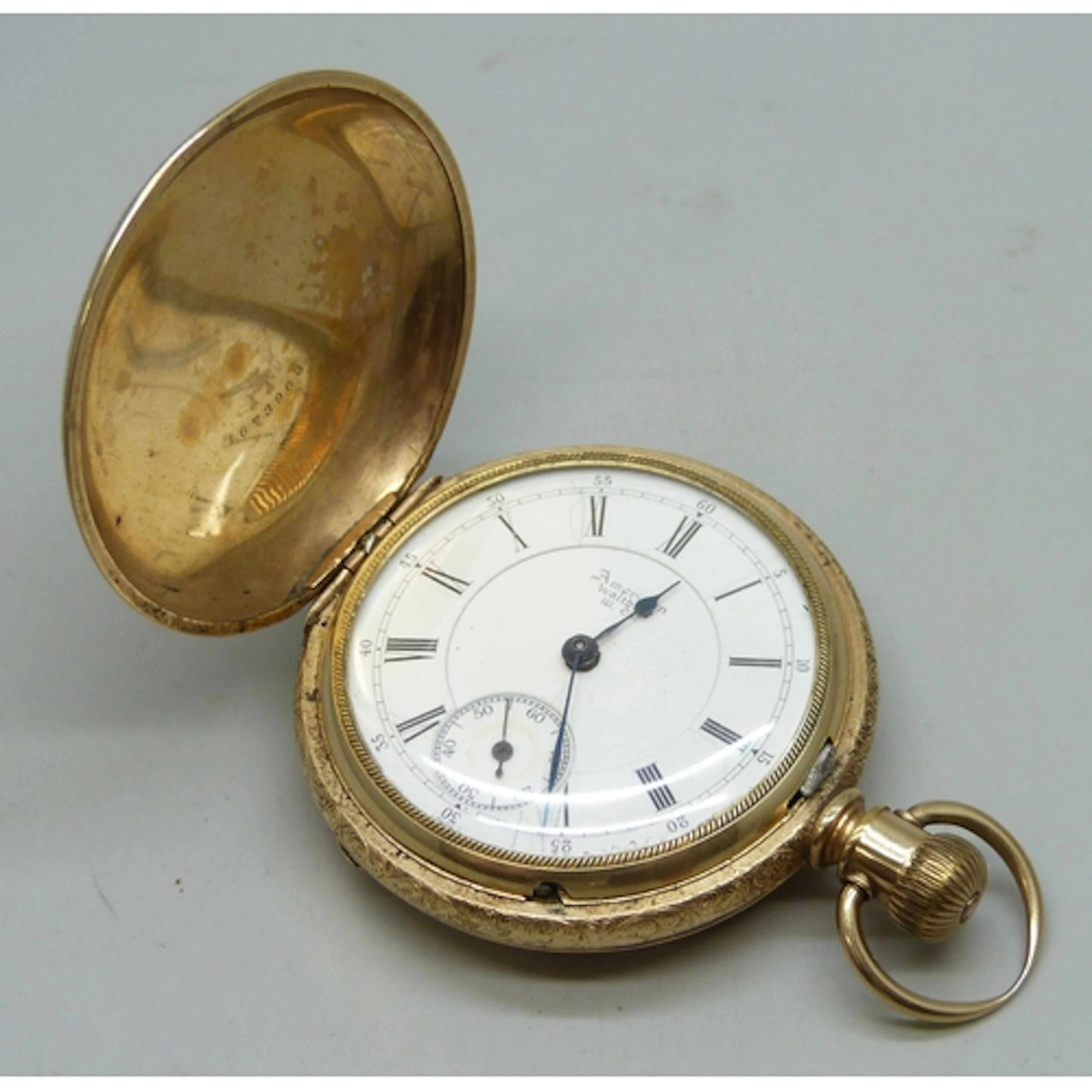 A Waltham gold plated pocket watch, the movement marked 'App...