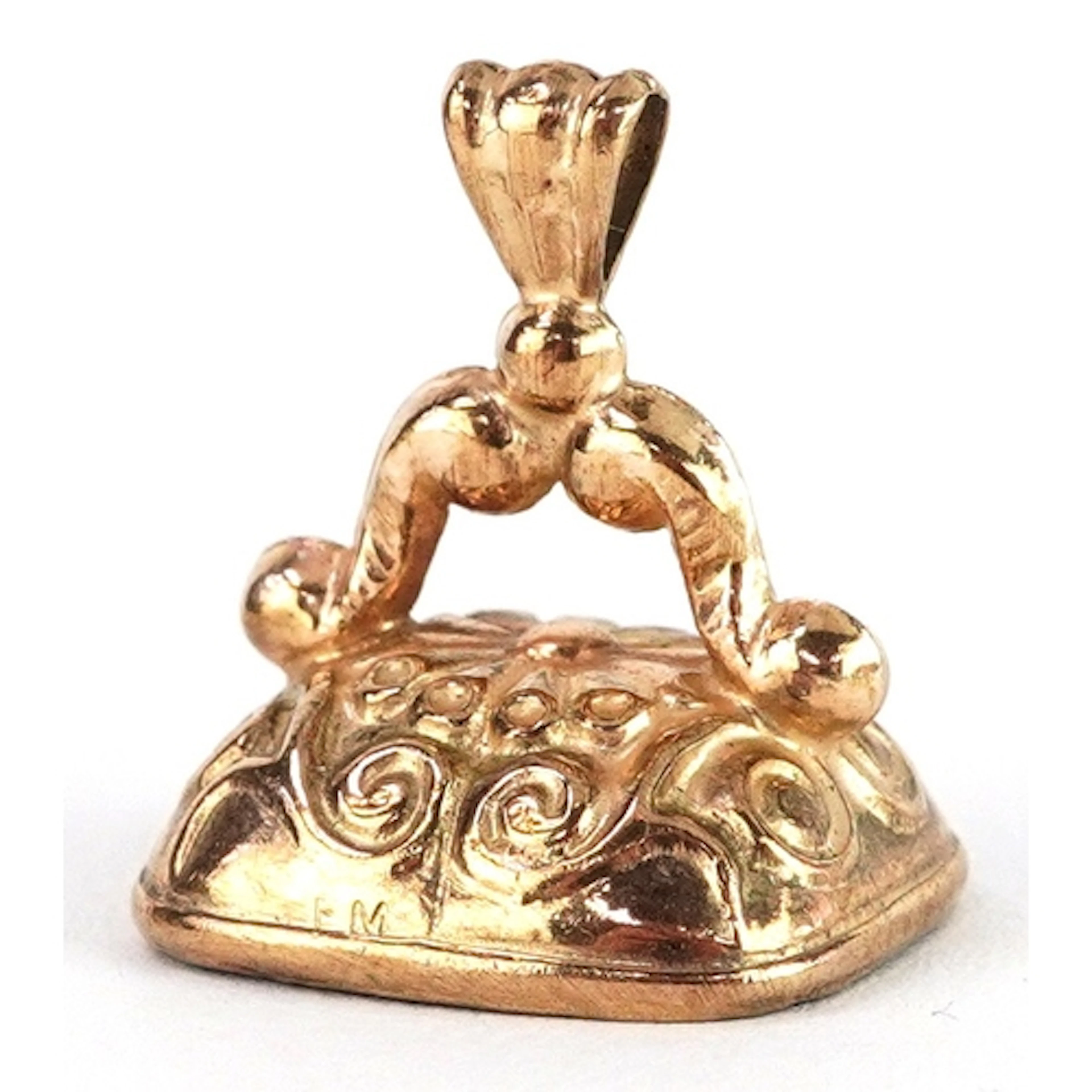 9ct gold onyx seal fob with unengraved matrix, 1.8cm high, 2...