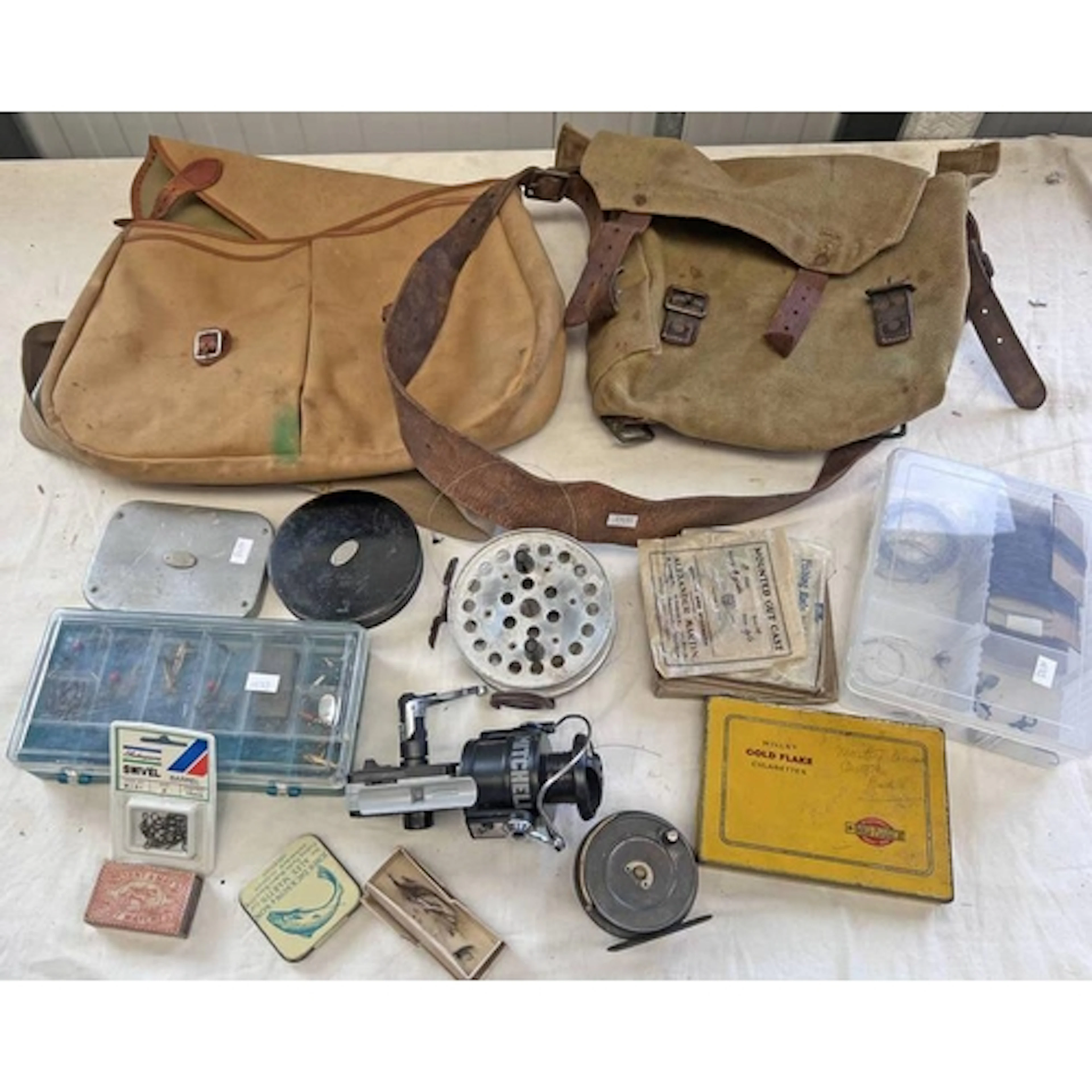 FISHING TO INCLUDE 2 BAGS, HARDY BROS LTD FLY TIN WITH CONTE...