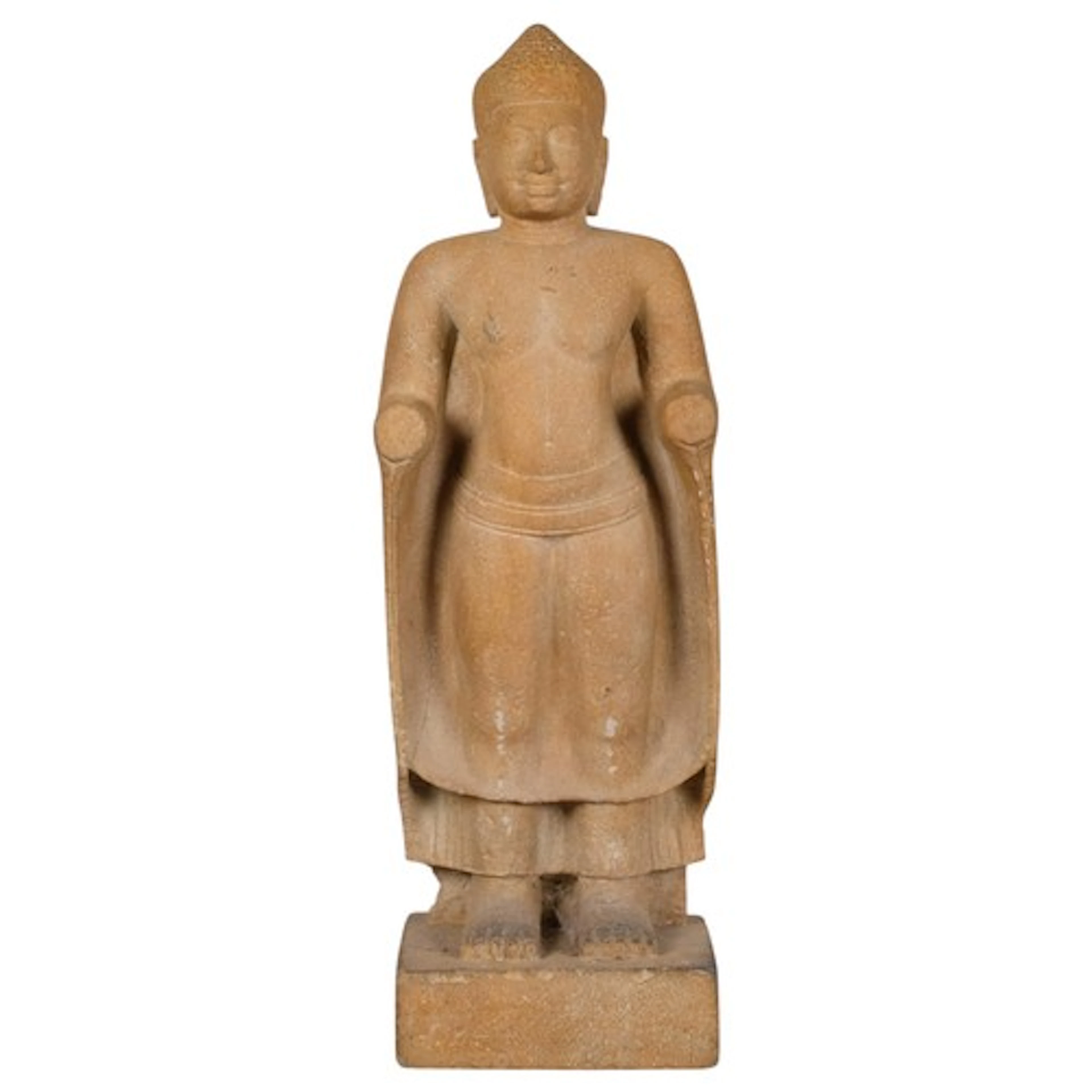 A Thai sandstone figure of Buddha, probably Mon-Dvaravati Pe...