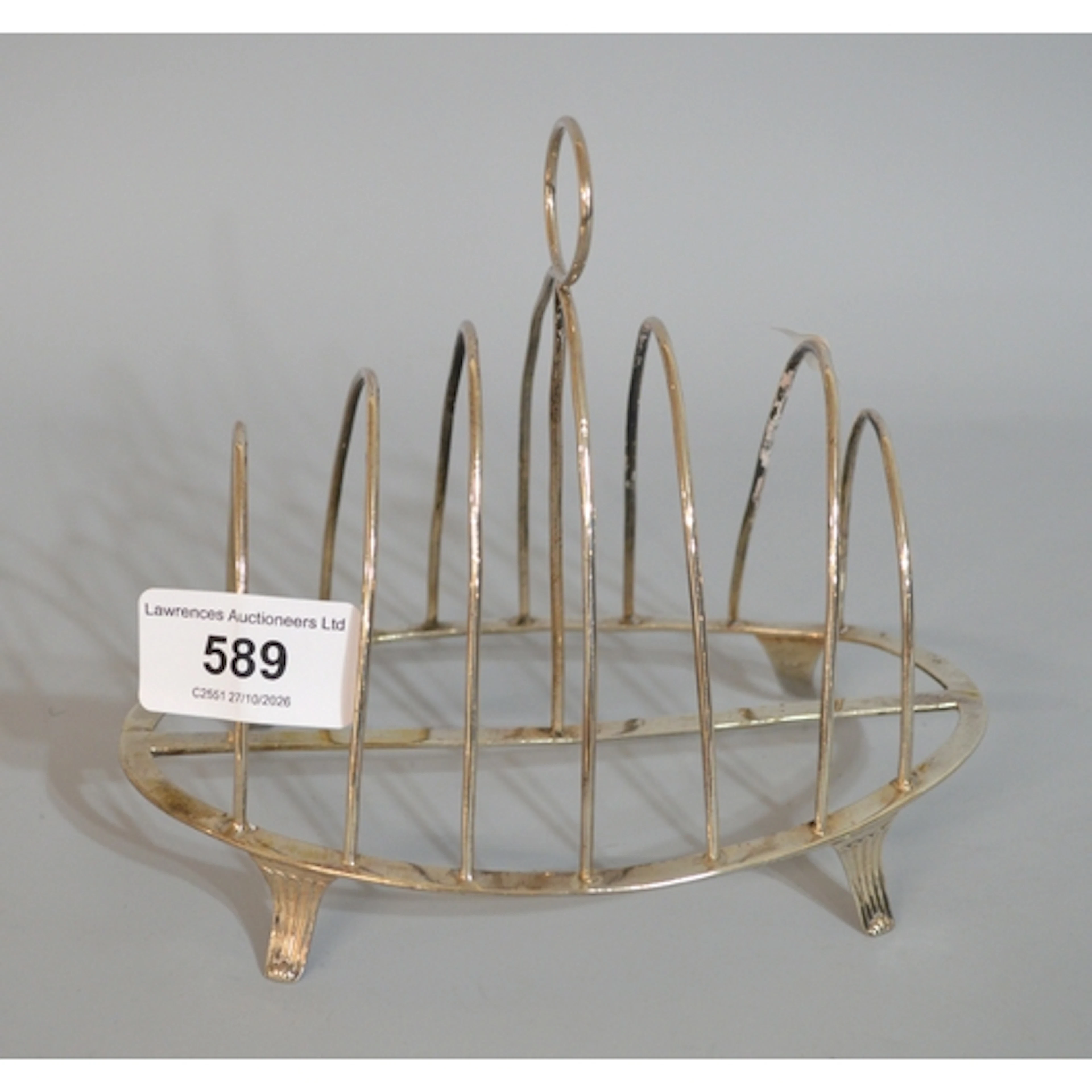 George III silver six division toast rack, London 1798, 3.75...