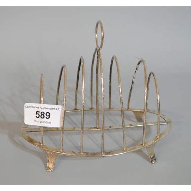 George III silver six division toast rack, London 1798, 3.75...