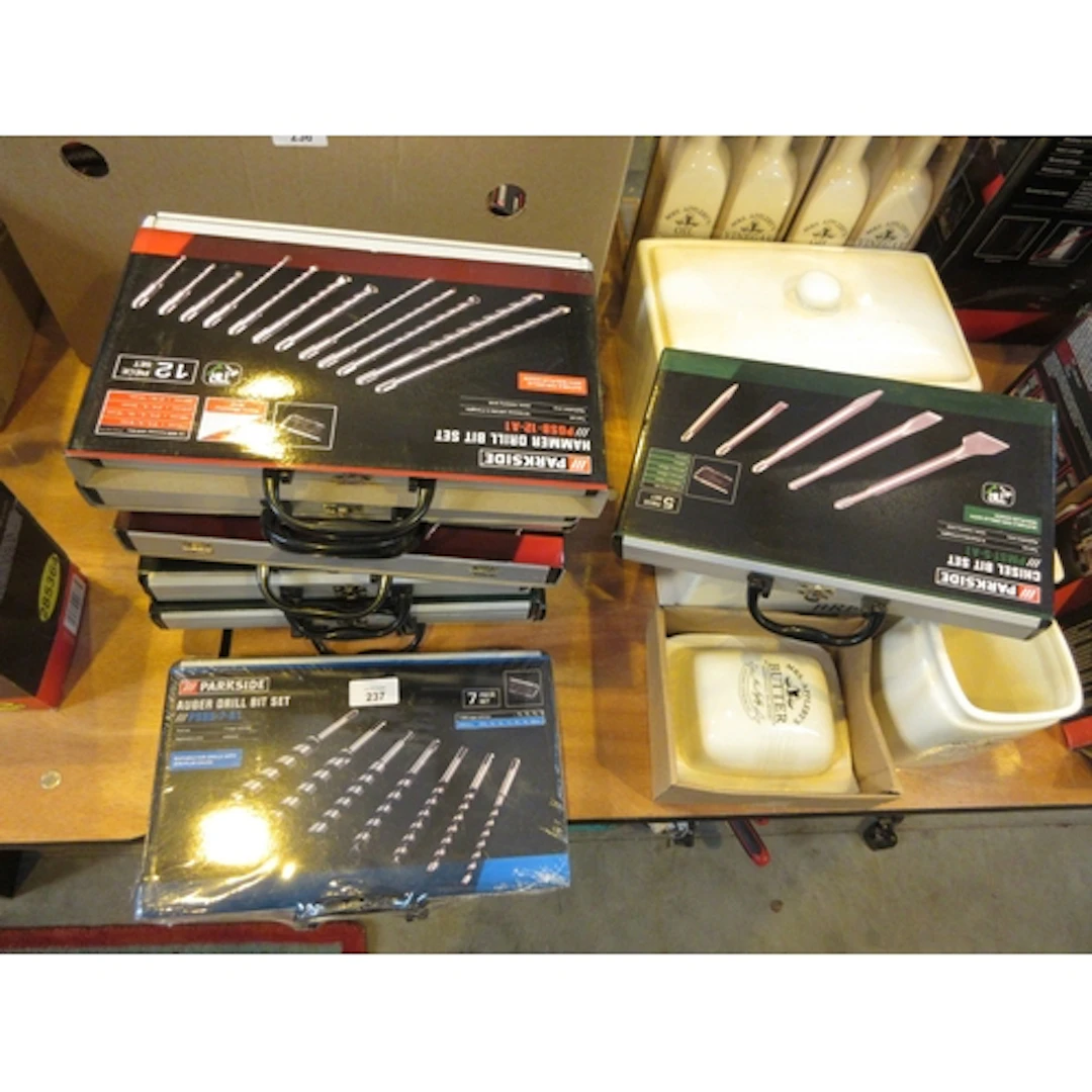 Ten Cases of Parkside Auger Drill Bit Set, Chisel Bit Set, H...