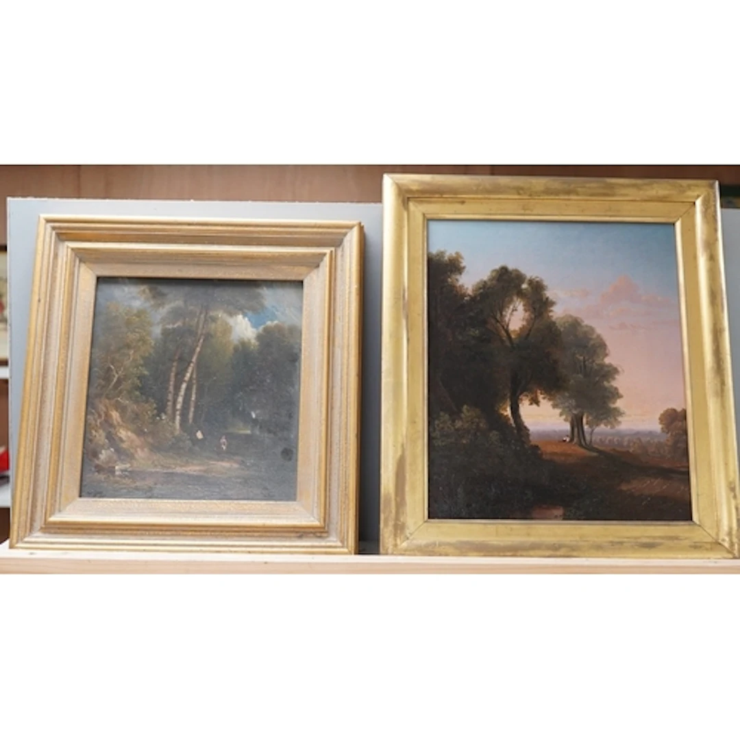 Victorian school, pastoral scenes, figures in woodland, unsi...