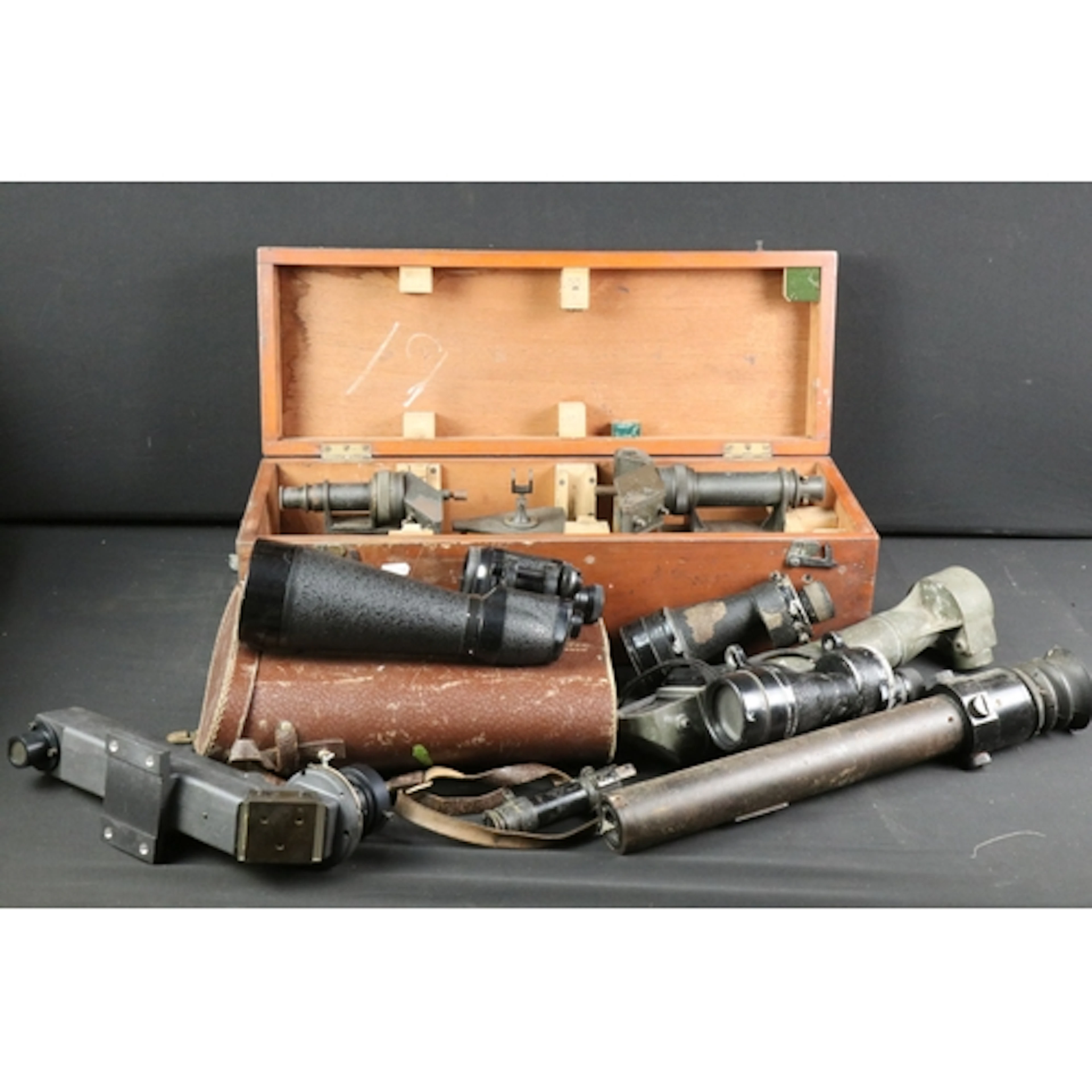 H. Hughes & Son Collimator Binocular MKII, housed within fit...