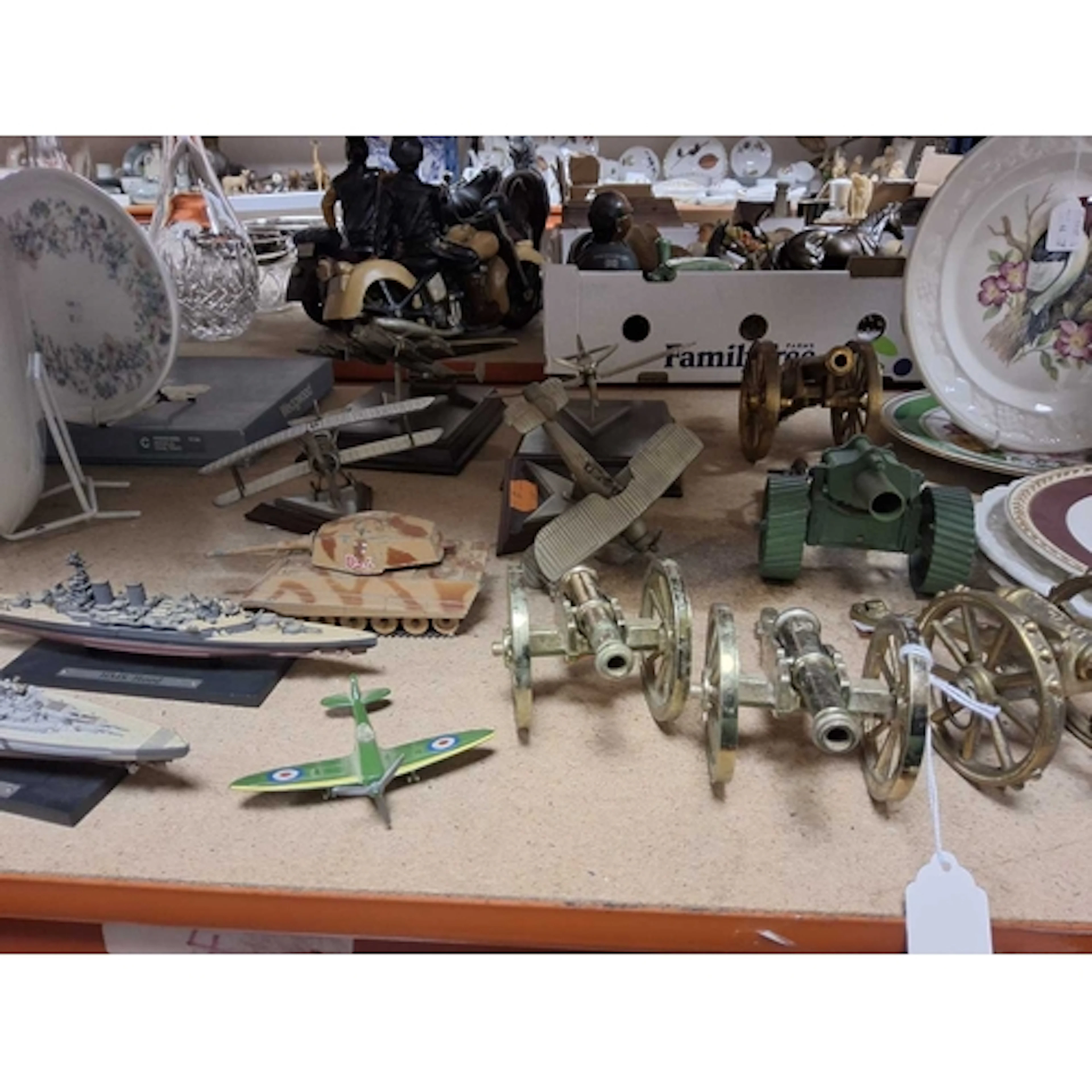A COLLECTION OF MILITARY MODELS to include five cannon ornam...