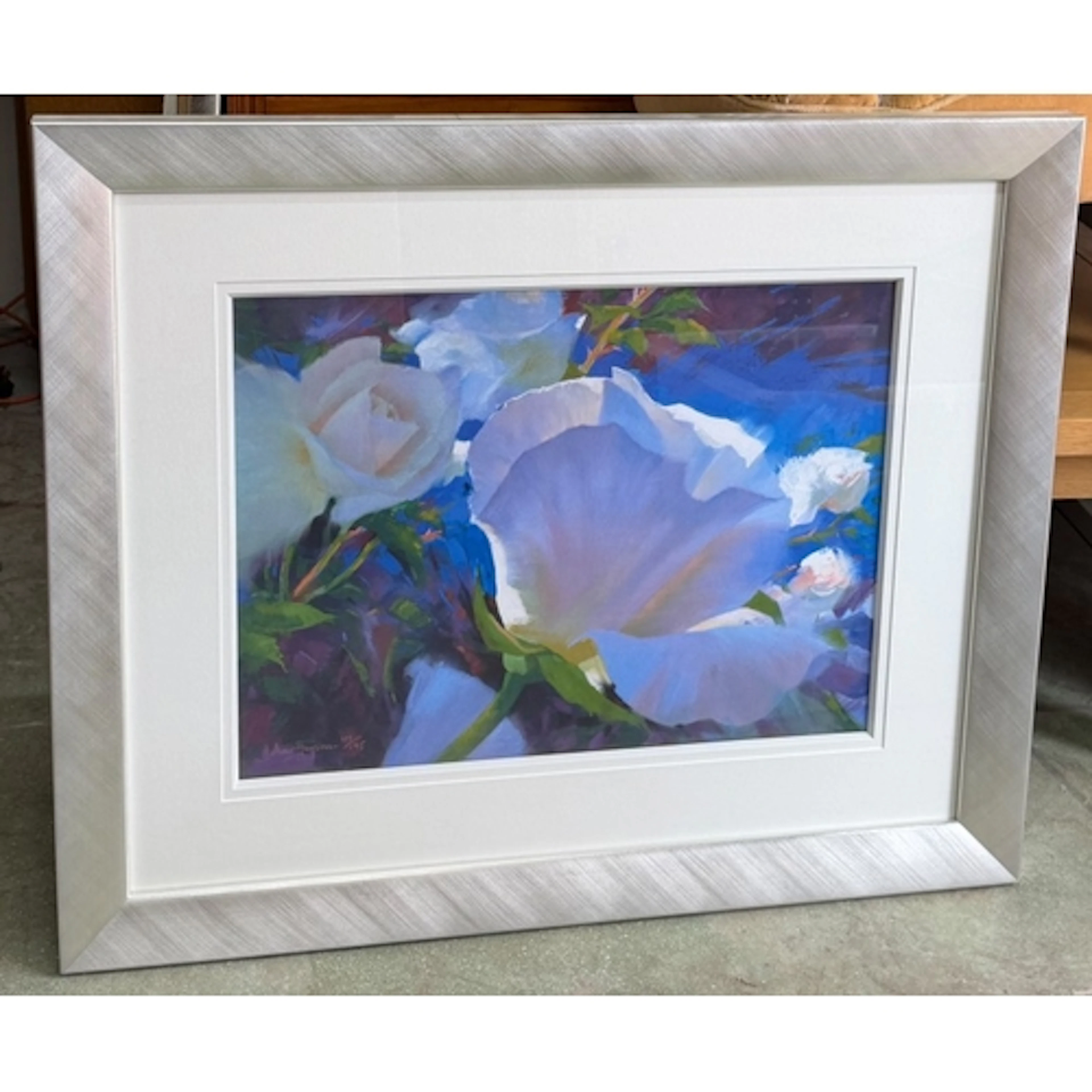 Large print of roses by Moonlight by John Haysom 90cm x 76cm...