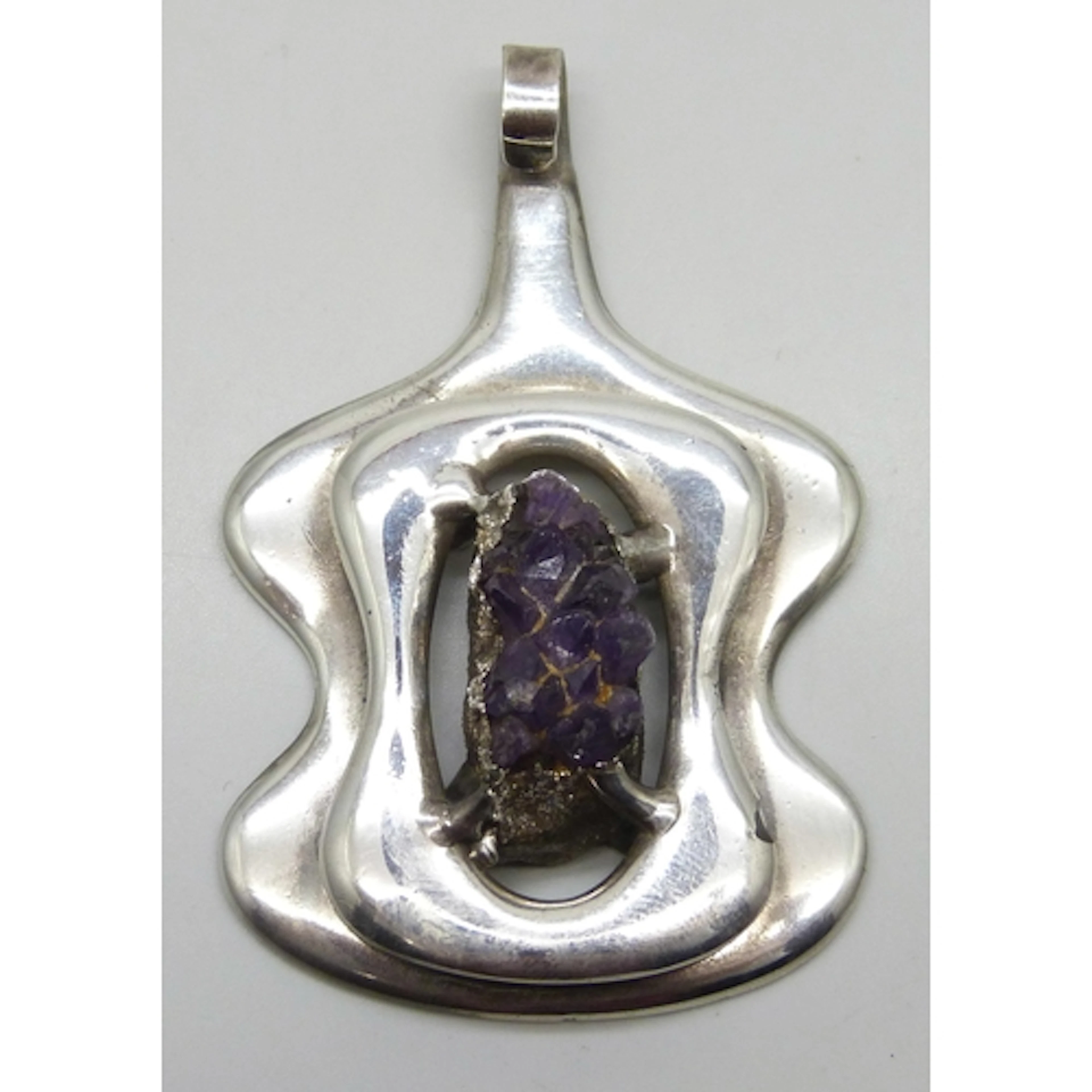 A Jacob Hill Danish Modernist silver plated necklace pendant...