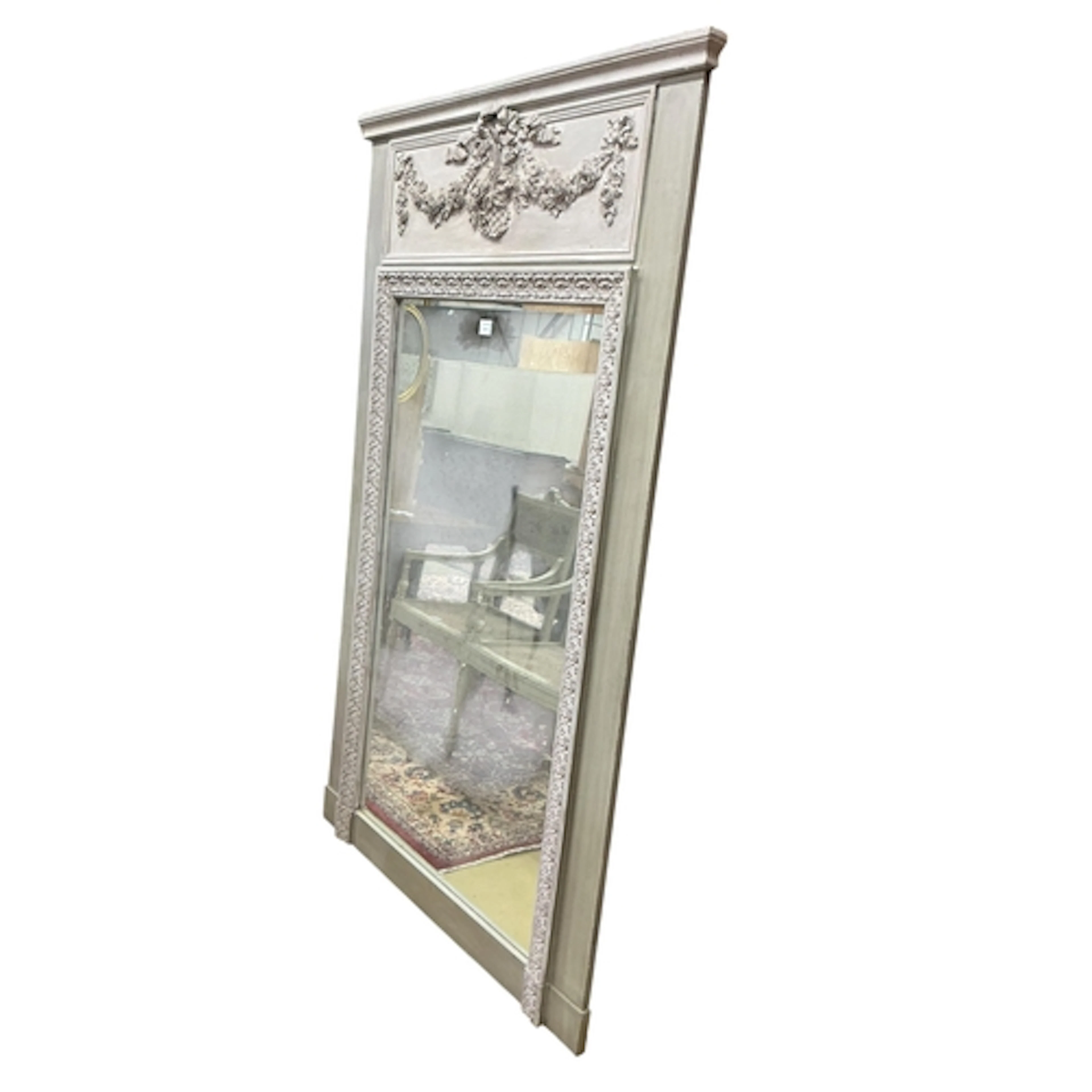 A Victorian style painted composition overmantel mirror, wid...