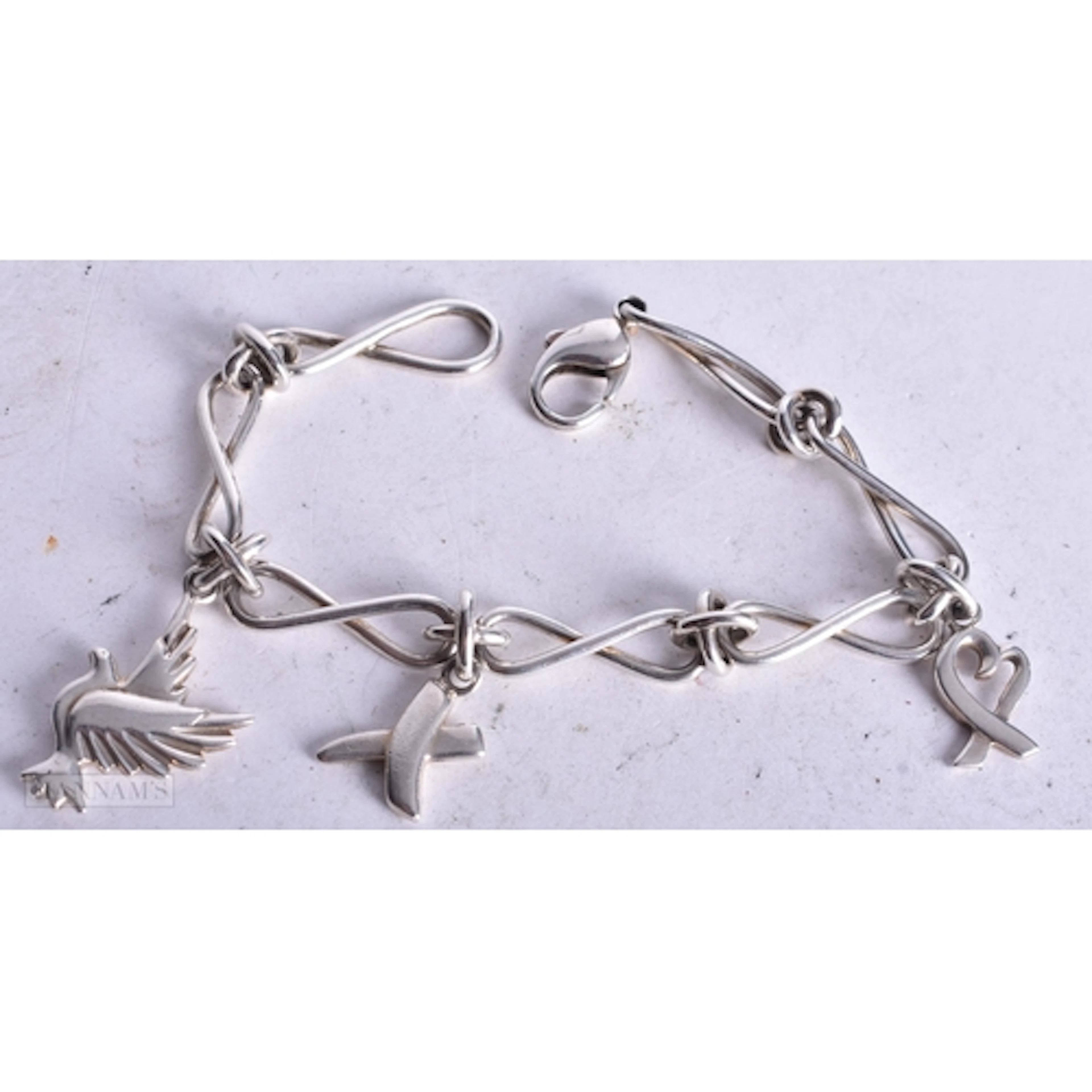 Tiffany & Co Sterling Silver Charm Bracelet w/ Pouch (21g). ...