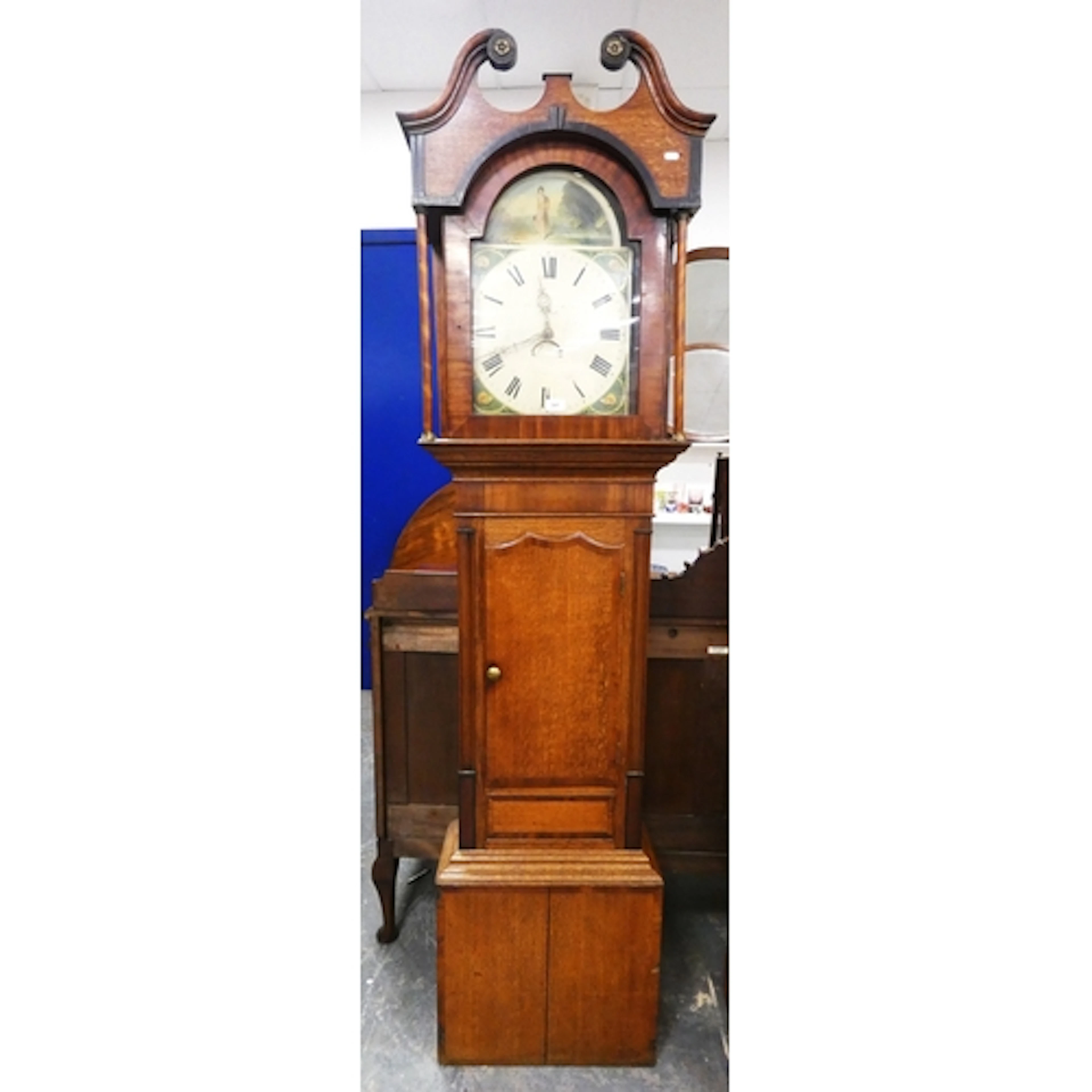 19th century oak and mahogany cased thirty hour longcase clo...