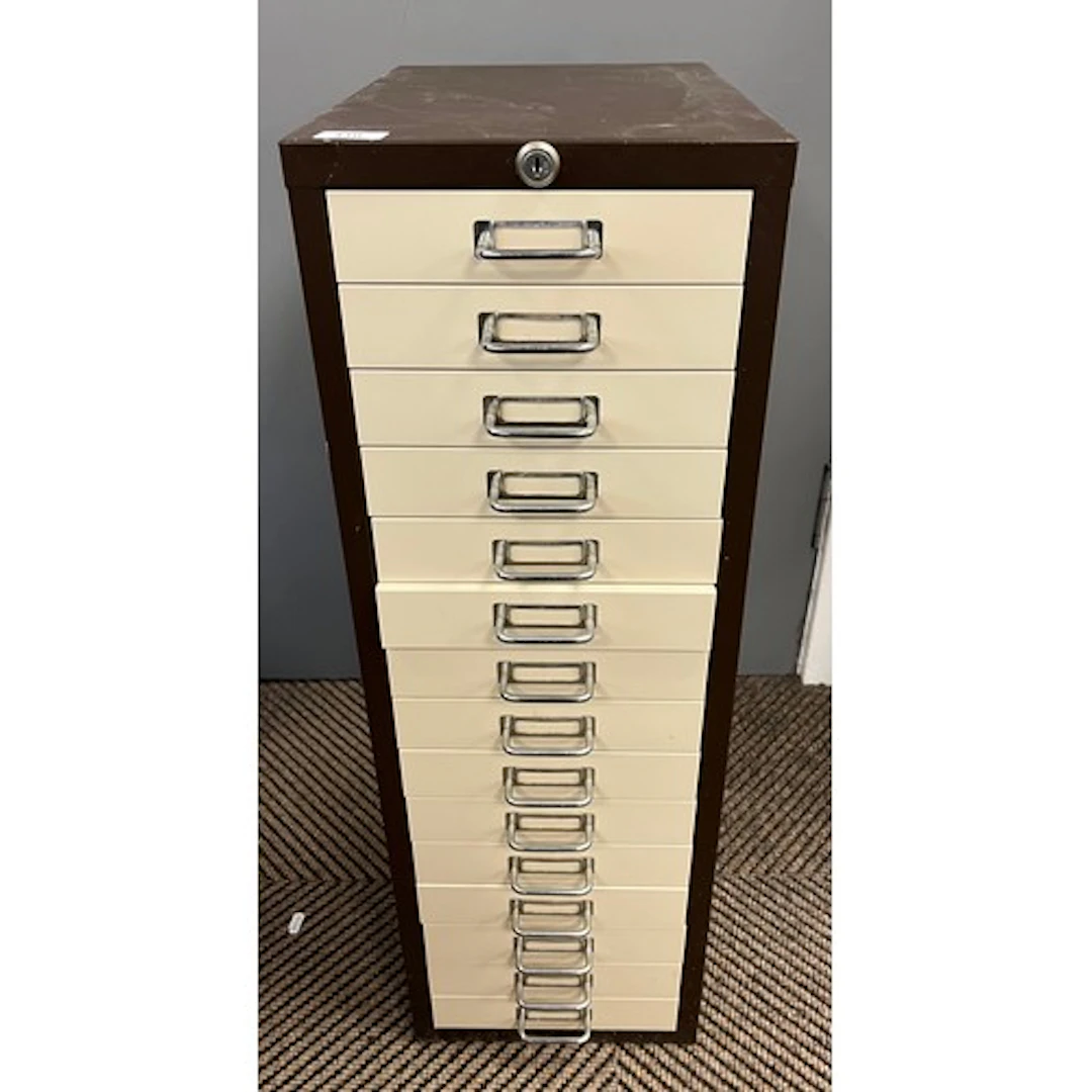 Set of metal filing drawers.