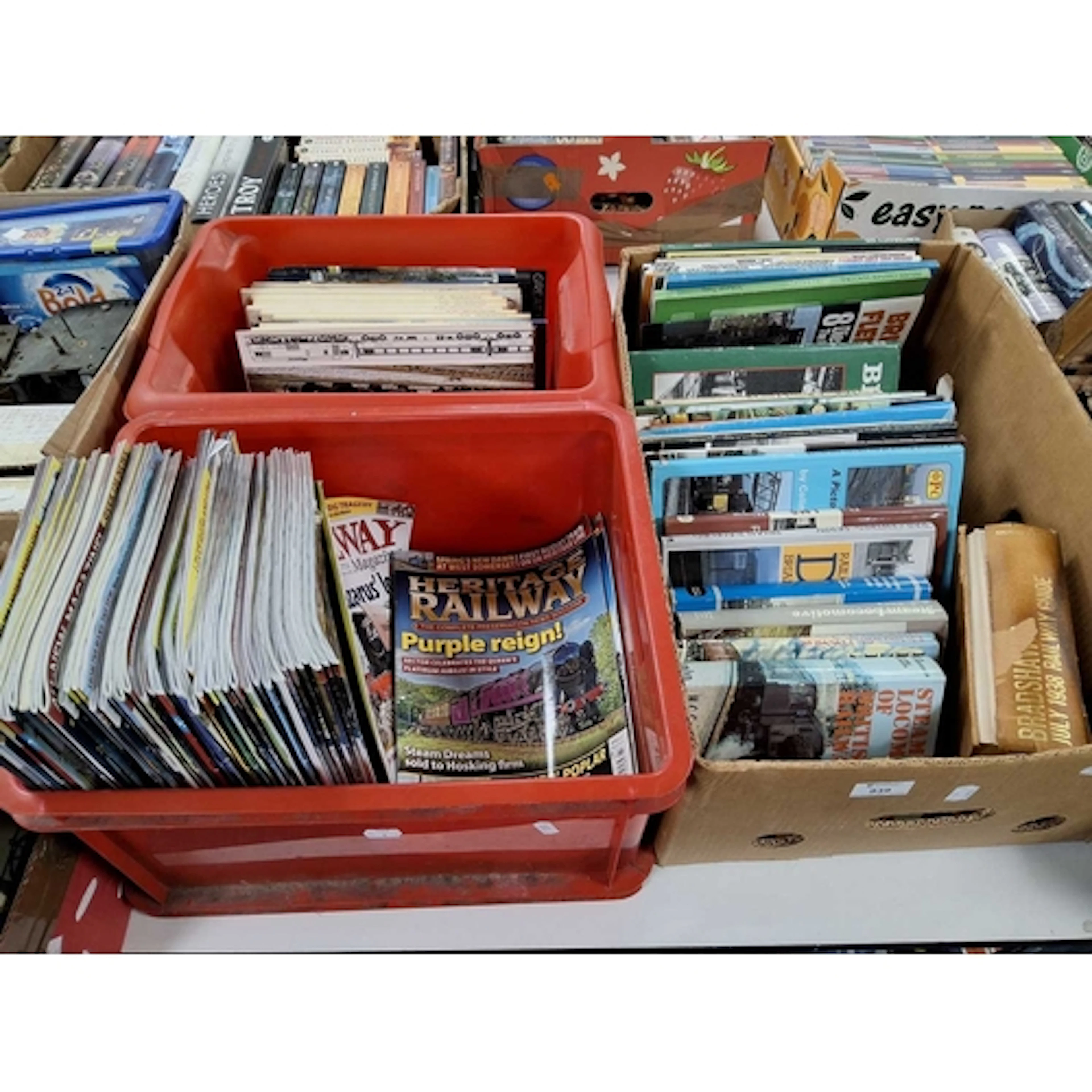 THREE BOXES OF RAILWAY RELATED MAGAZINES AND BOOKS, to inclu...