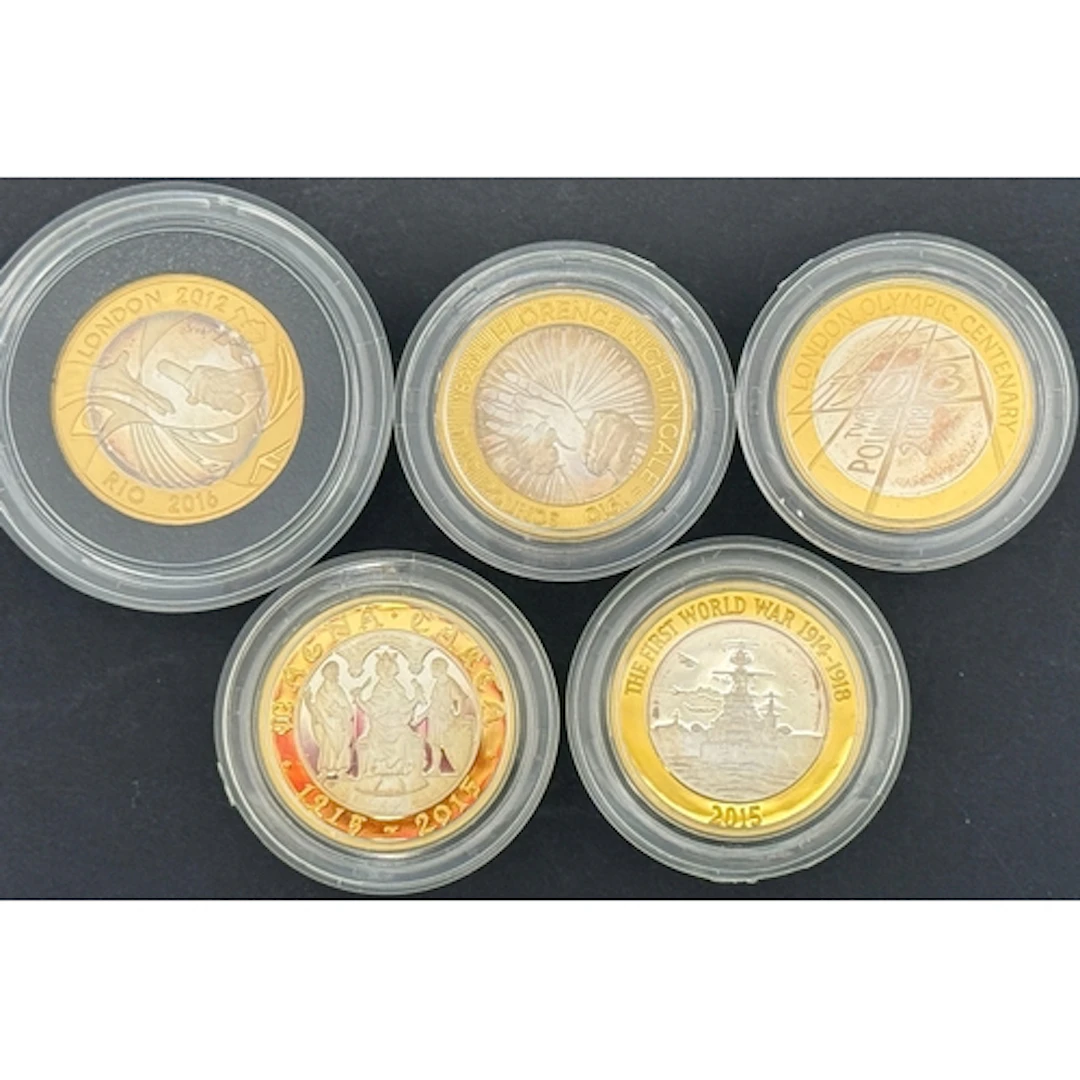 A group of five UK QEII £2 silver proof coins, comprising 20...