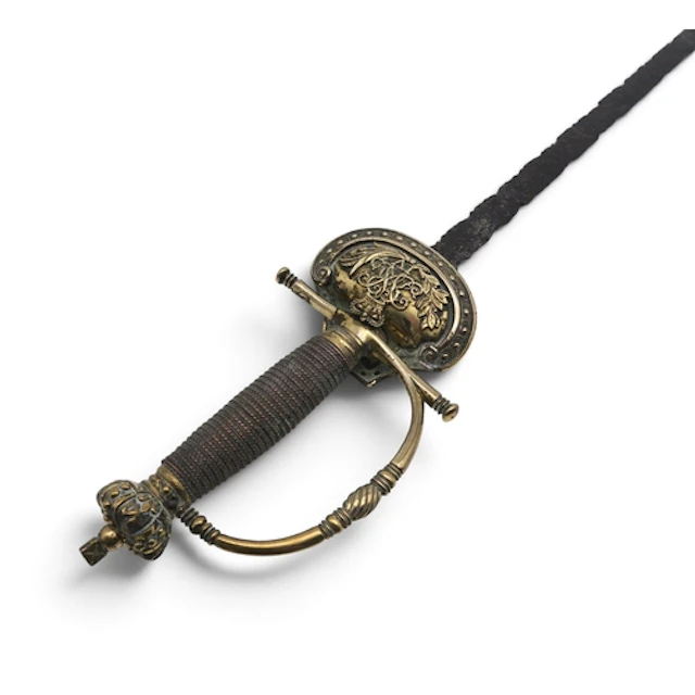 A William IV court sword, having wire-wound grip and crown p...