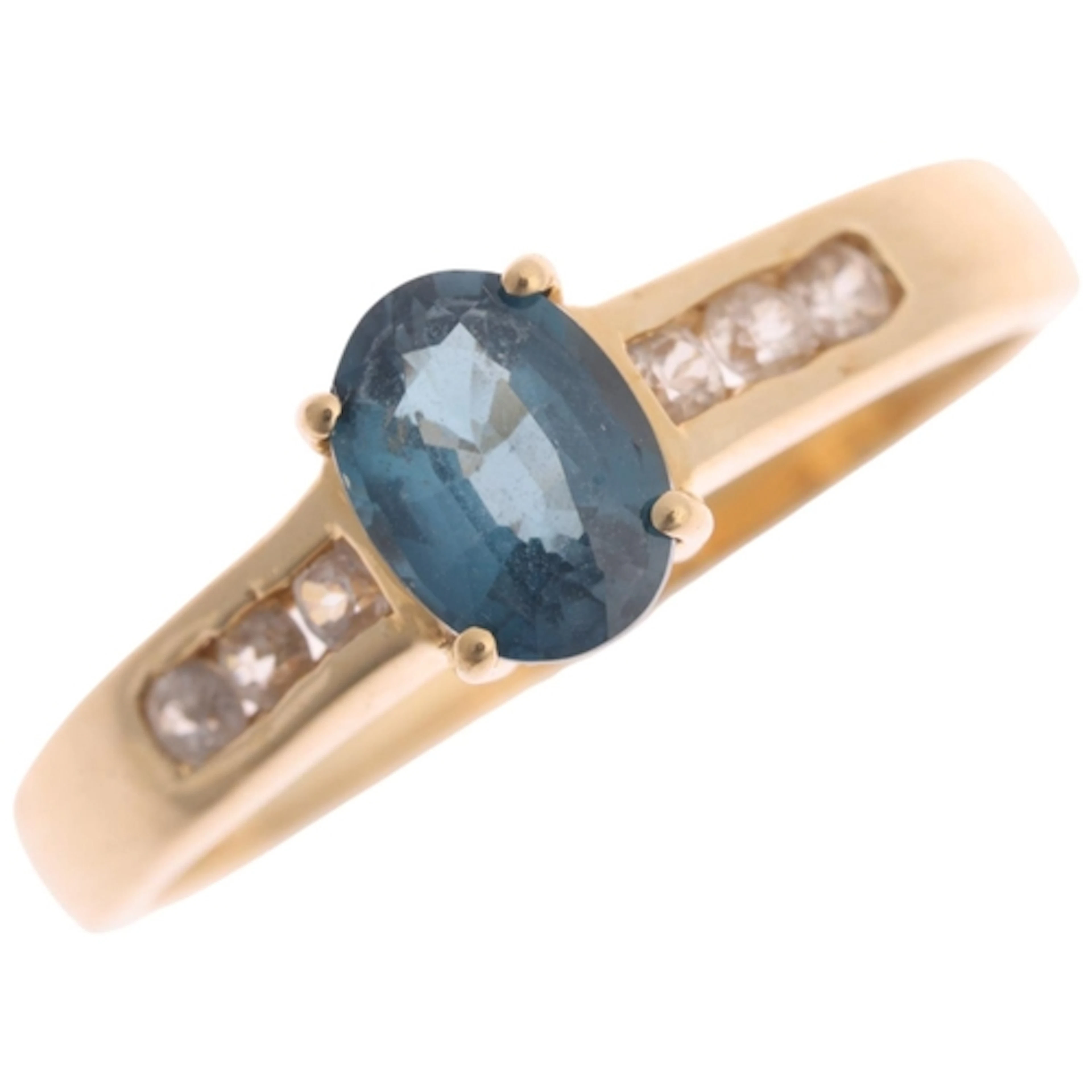 A 9ct gold kyanite and white zircon ring, setting height 7.2...