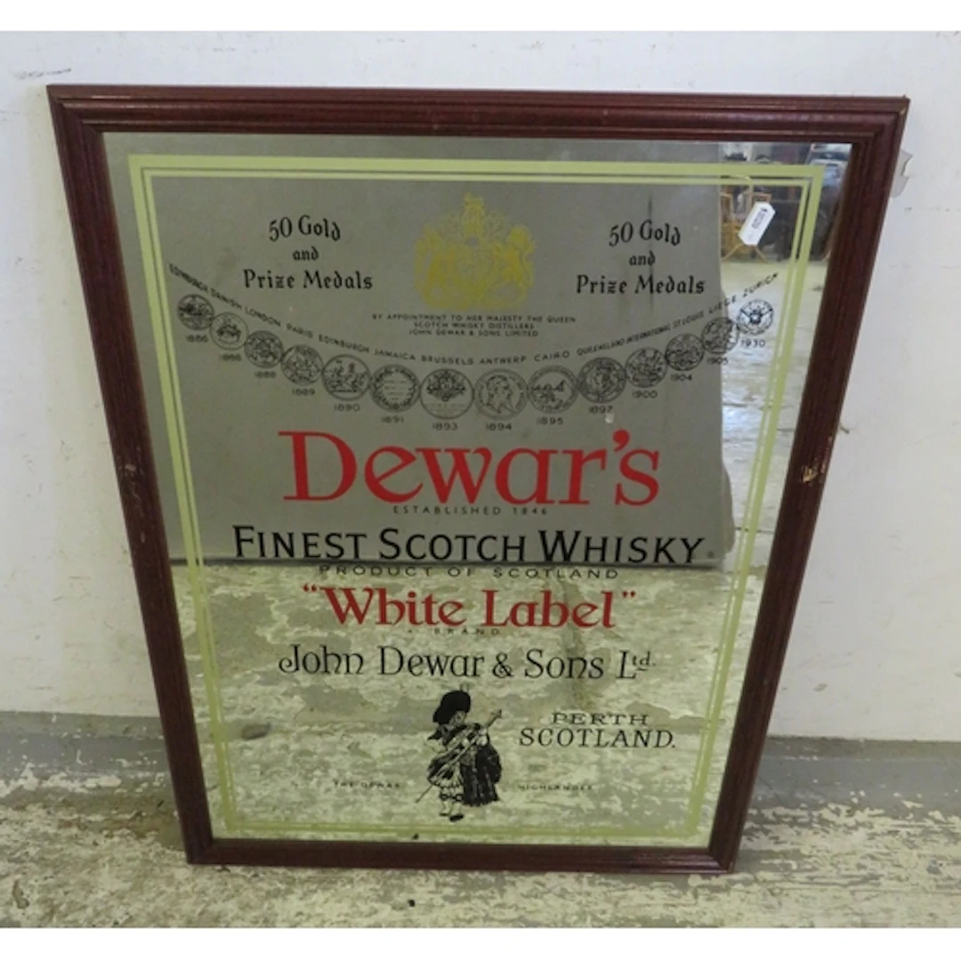 Dewars Fine Scotch Whisky White Label advertising mirror app...
