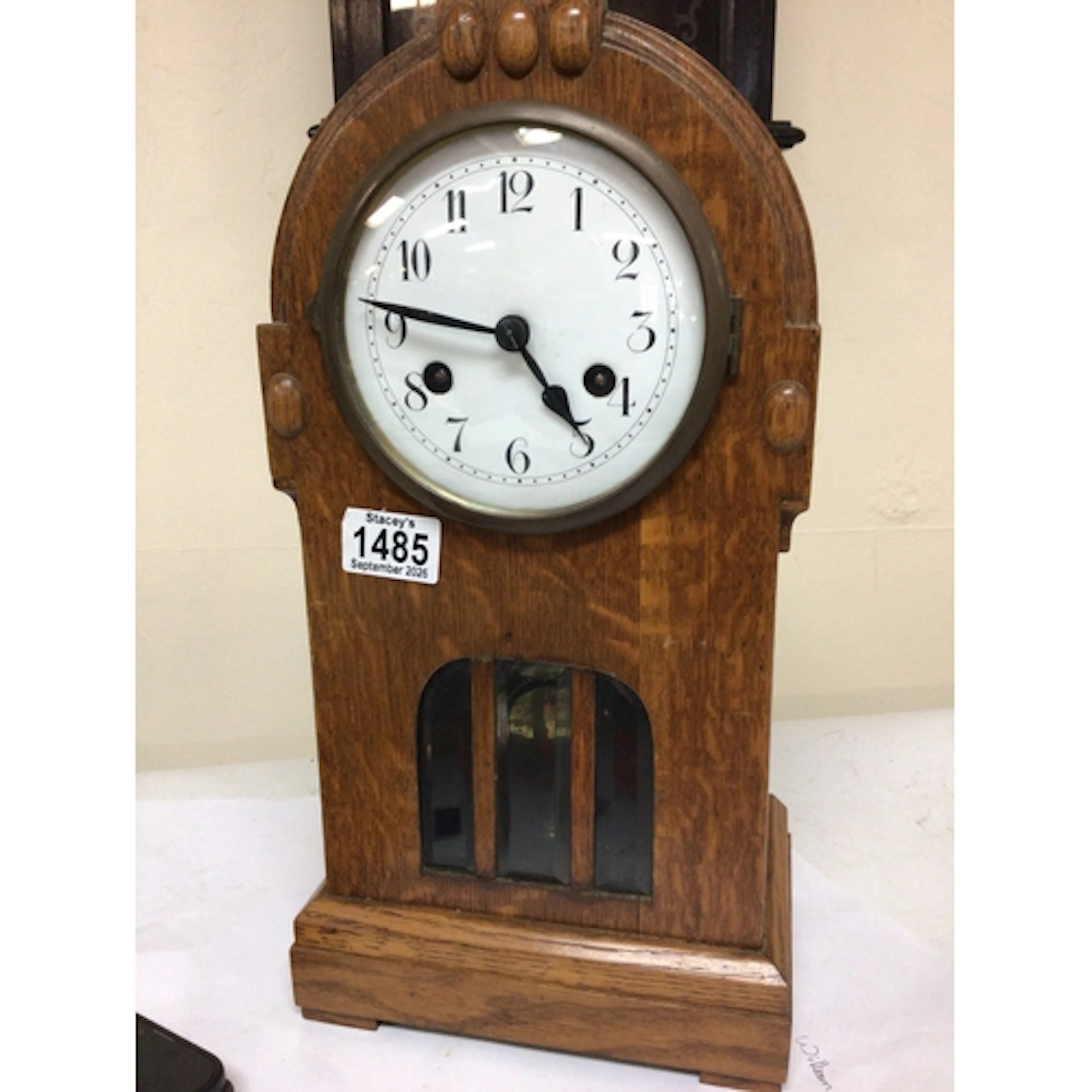 A continental Jugendstil influence oak mantel clock wi...