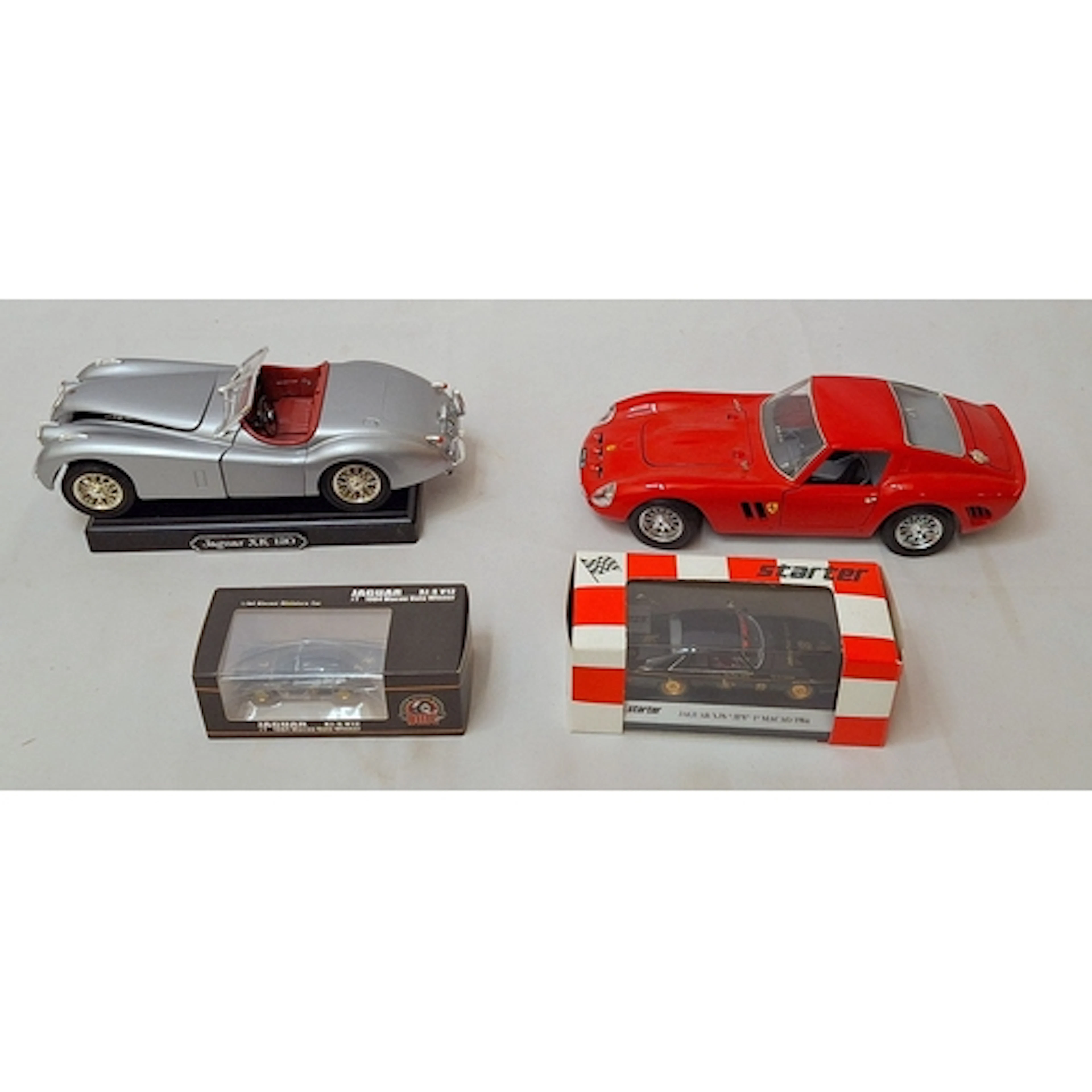 1:18 1948 Jaguar XK120 Model Vehicle on stand, Ferrari GTO 1...