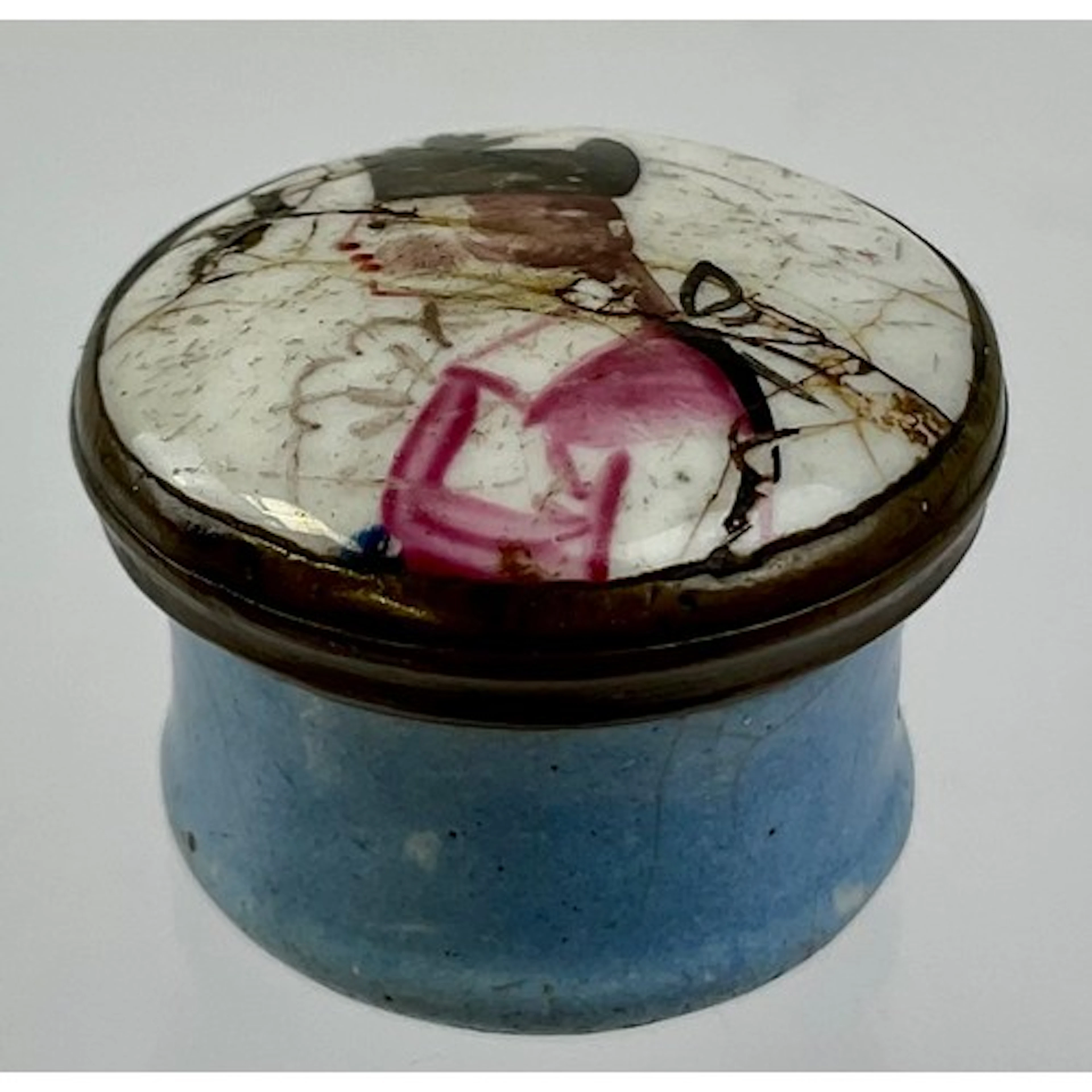 A George III South Staffordshire enamel and copper mounted p...