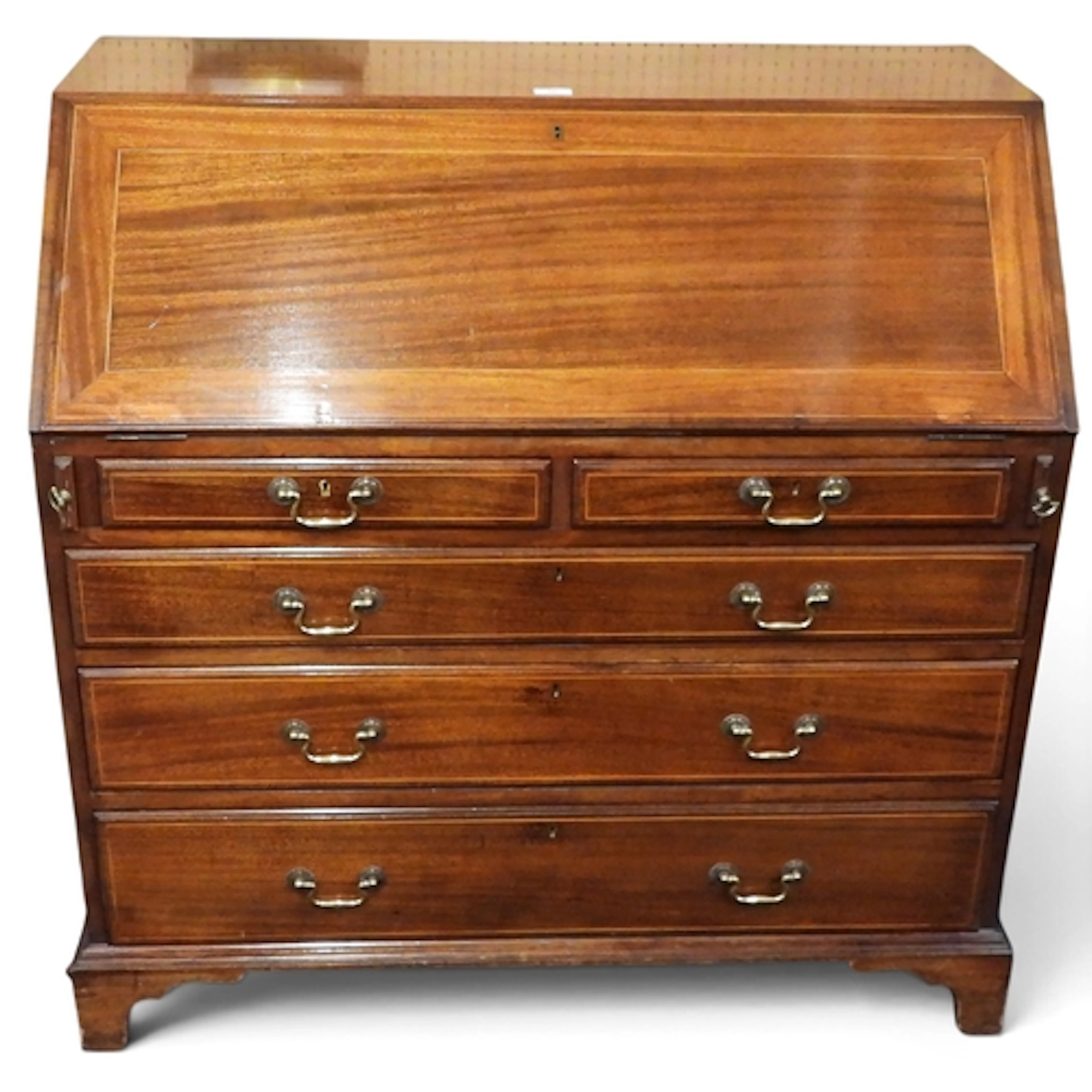 A 19th century mahogany writing bureau with fitted fall fron...