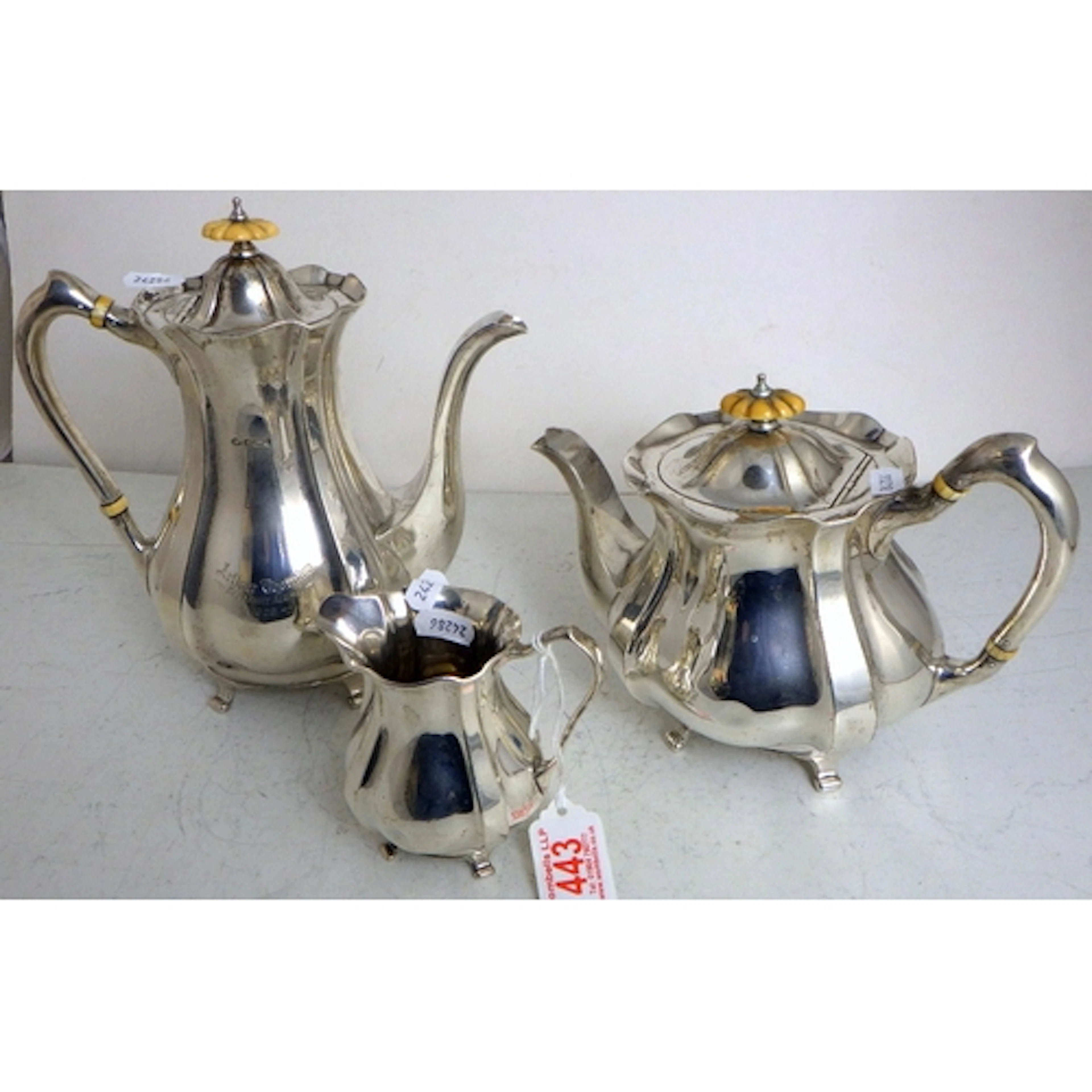 A silver 3pc tea set, 1330g gross