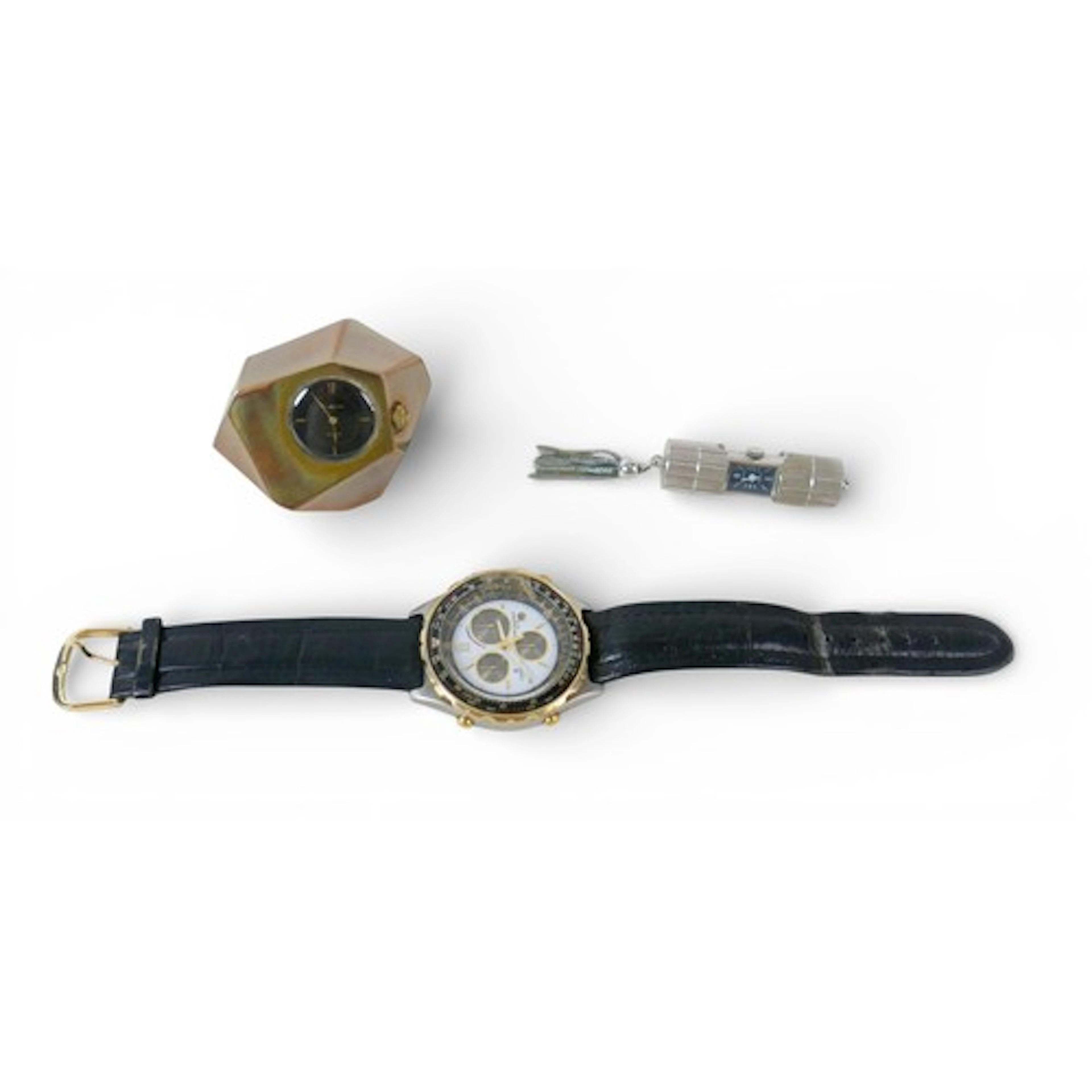 A Mappin Incabloc travel clock, in steel cylindrical case wi...
