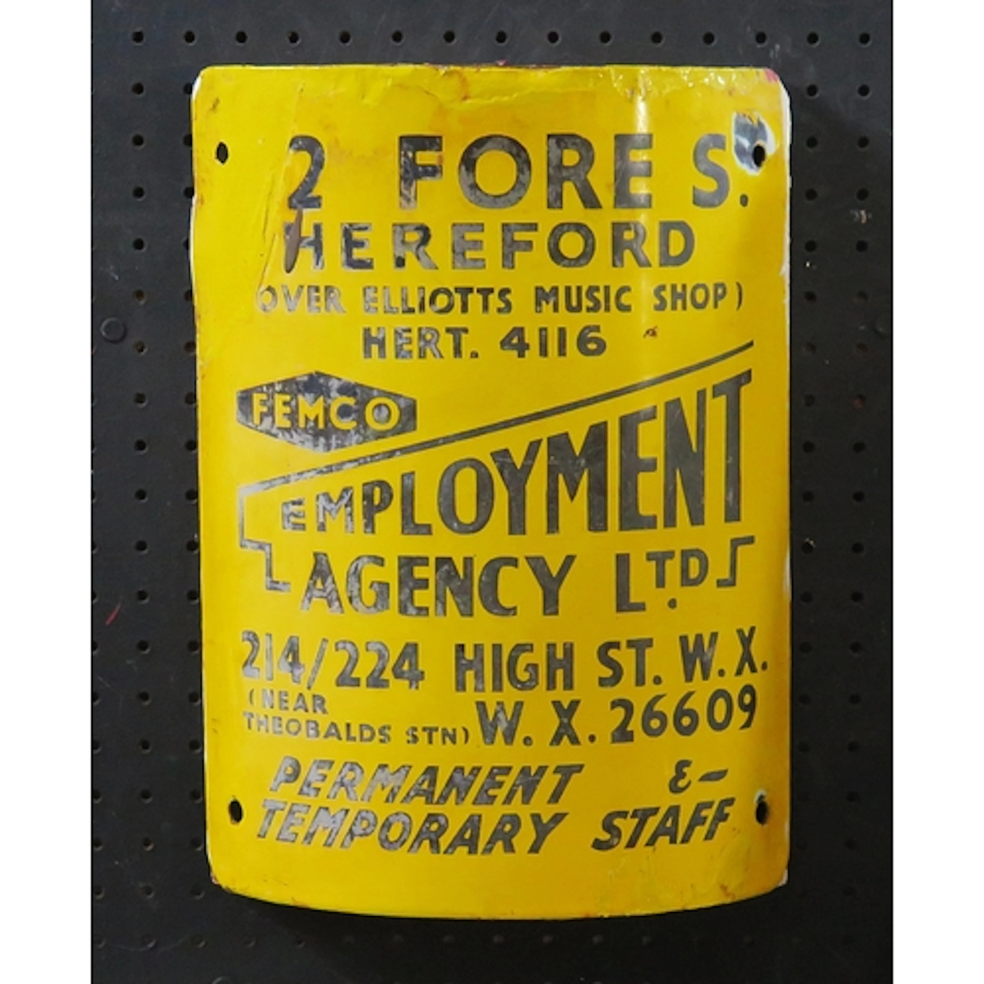 "Femco Employment Agency" of Hereford - an enamel advertisin...
