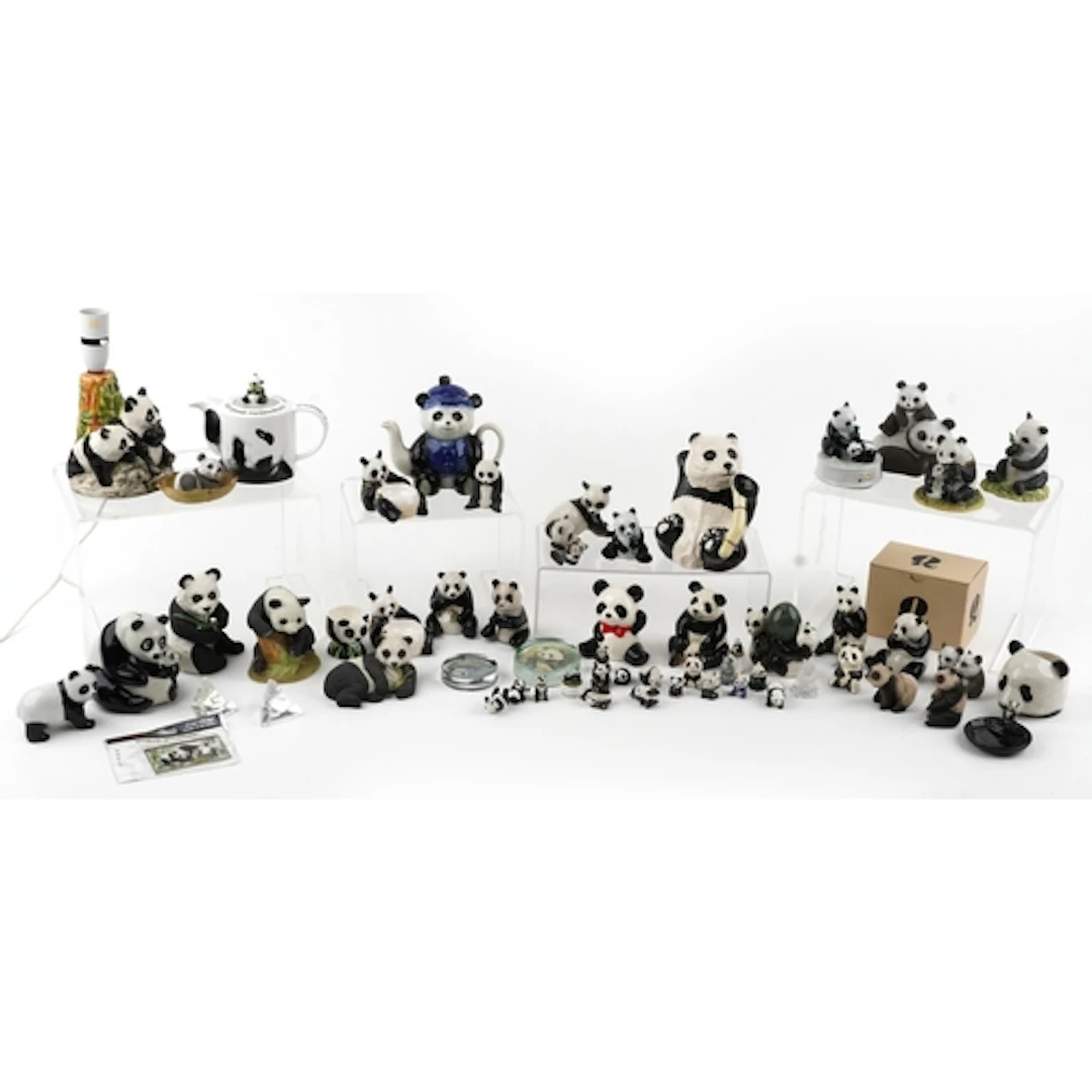 Large collection of decorative porcelain and pottery panda f...