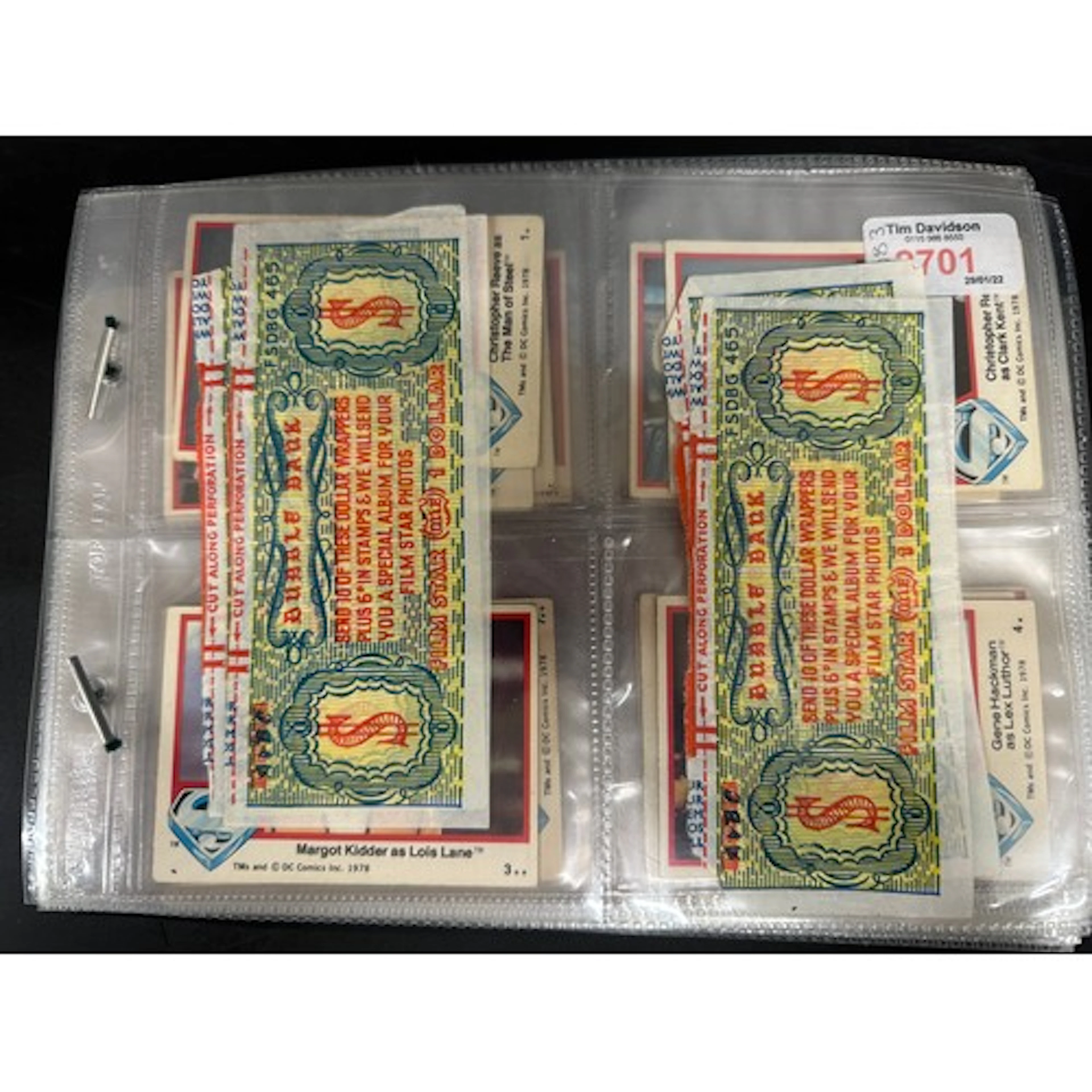 Topps Superman the Movie trading cards, series 1 partially c...