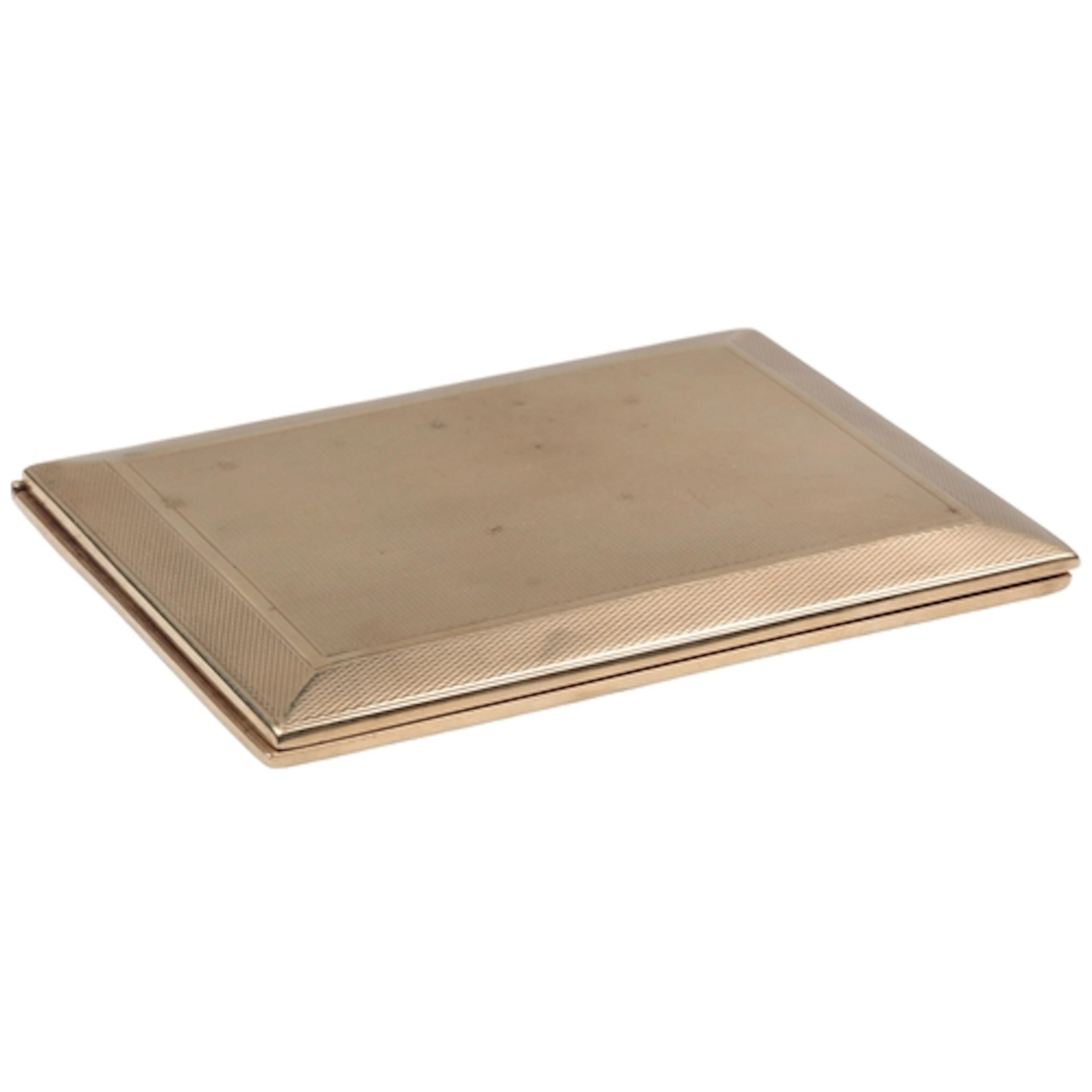 A 9ct gold cigarette case, circa 1928, of rectangular outlin...