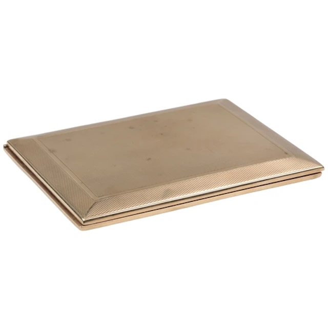 A 9ct gold cigarette case, circa 1928, of rectangular outlin...