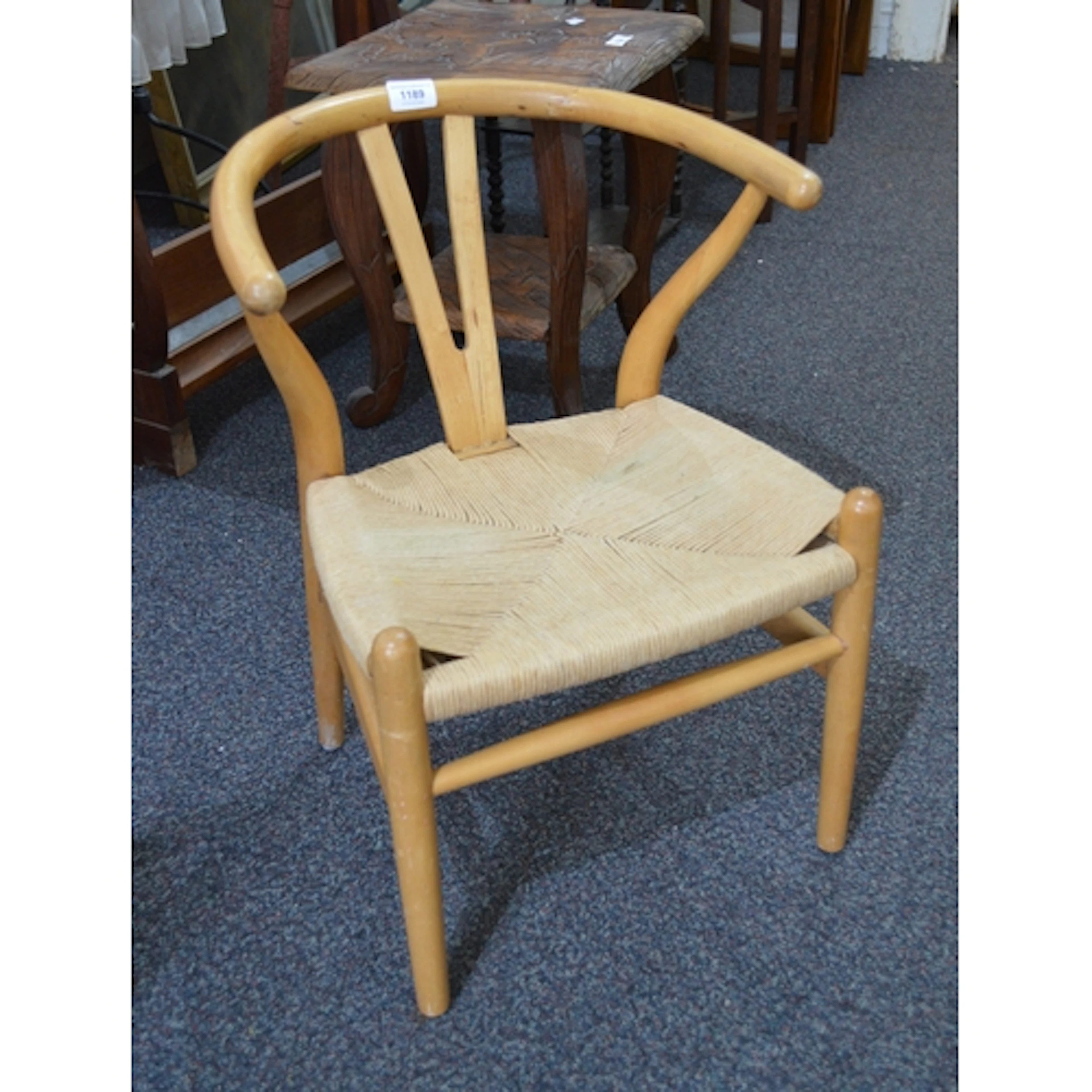 After Carl Hansen, children's beechwood and rush seated wish...