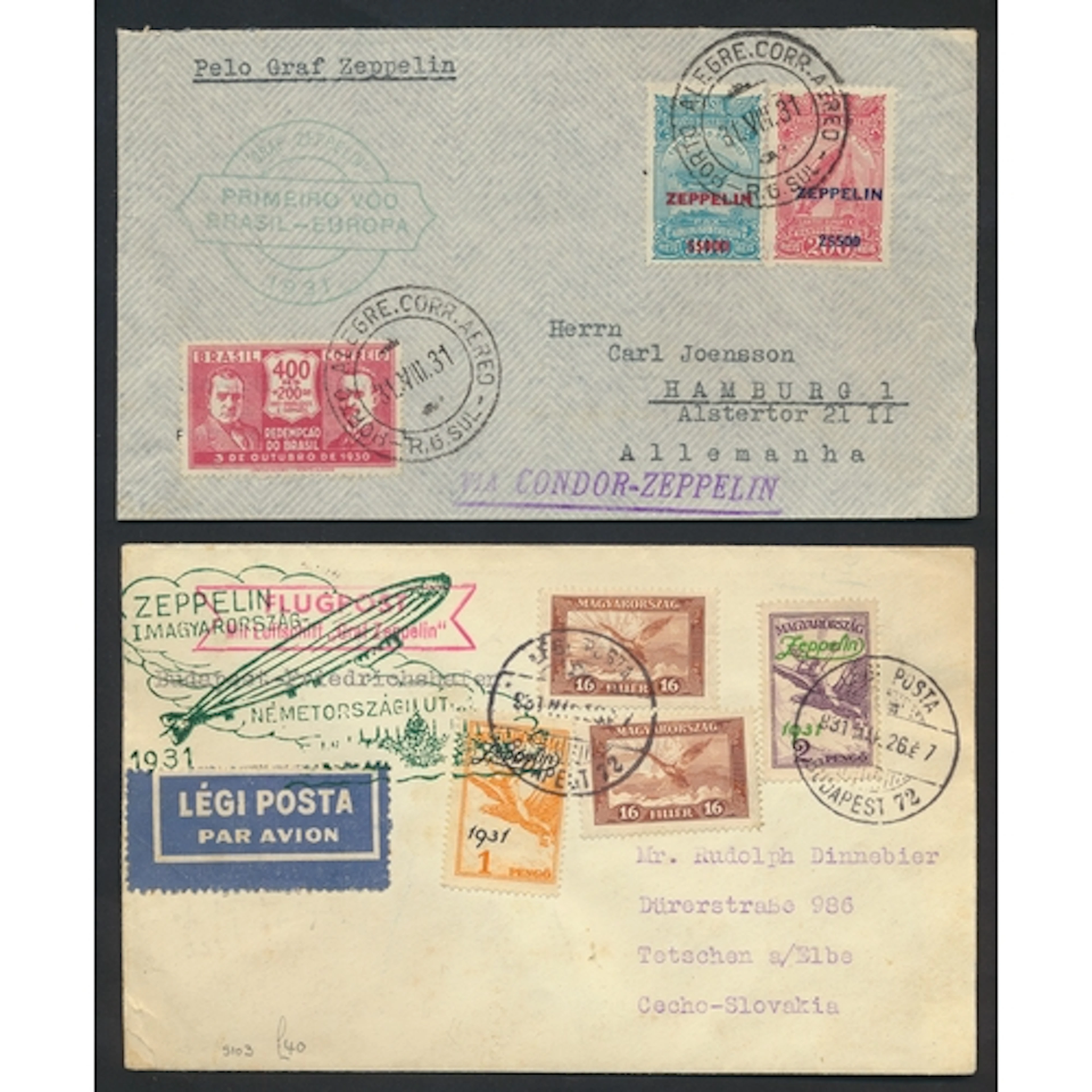 Zeppelins. A collection of Zeppelin flown covers and cards a...