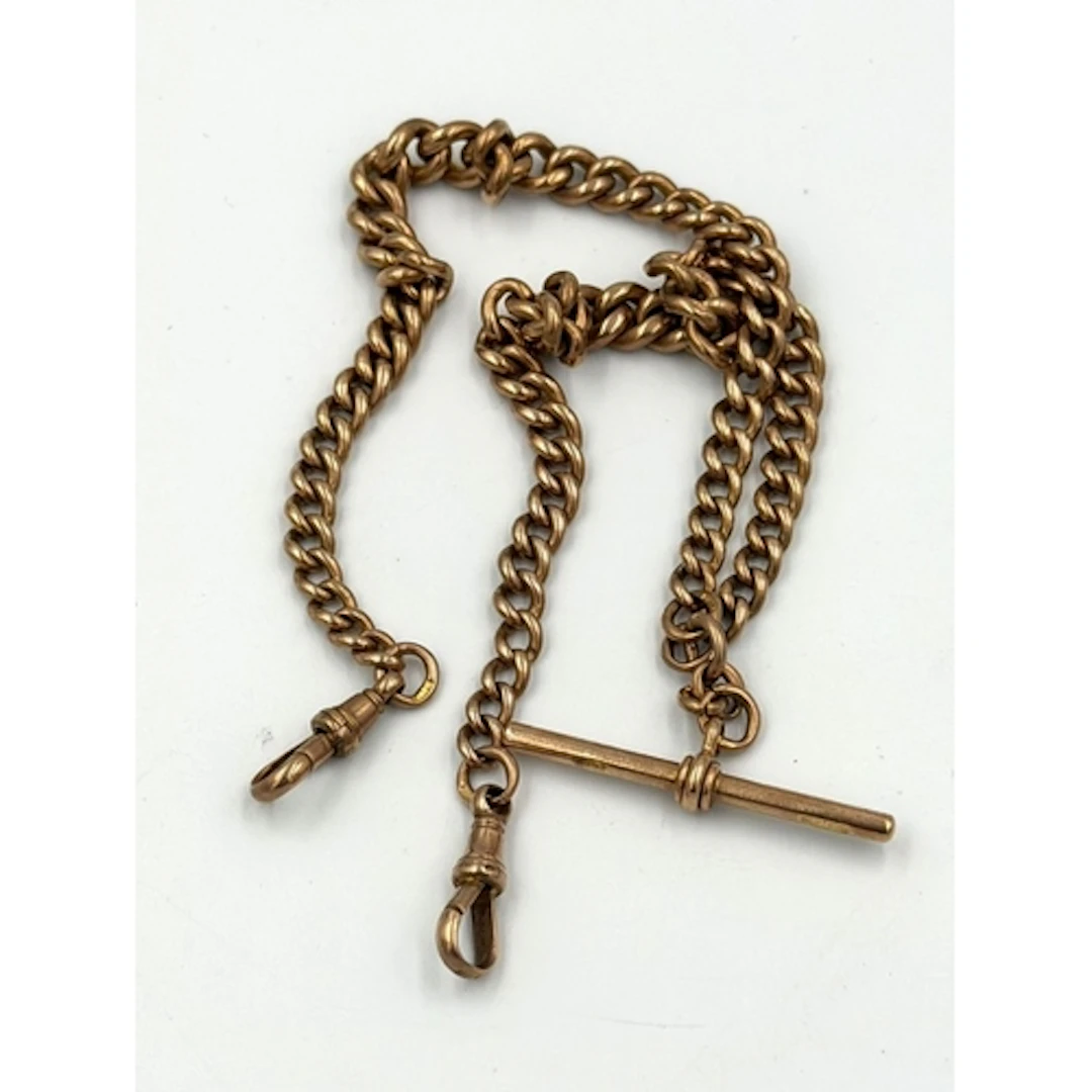 A 9ct rose gold T-Bar Albert chain, approximate weight 53.4g...