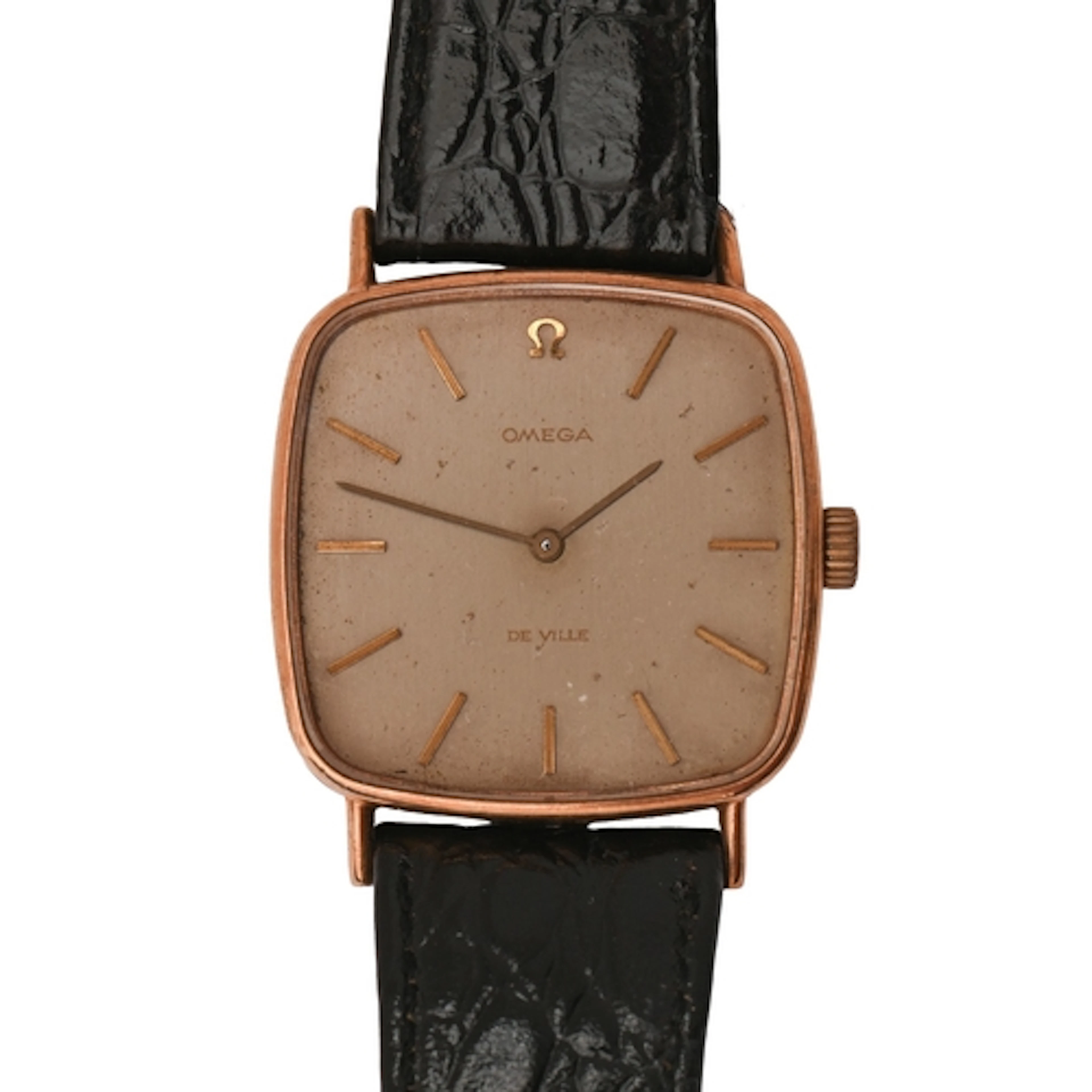 An Omega 9ct gold cushion shaped gentleman's wristwatch, De ...