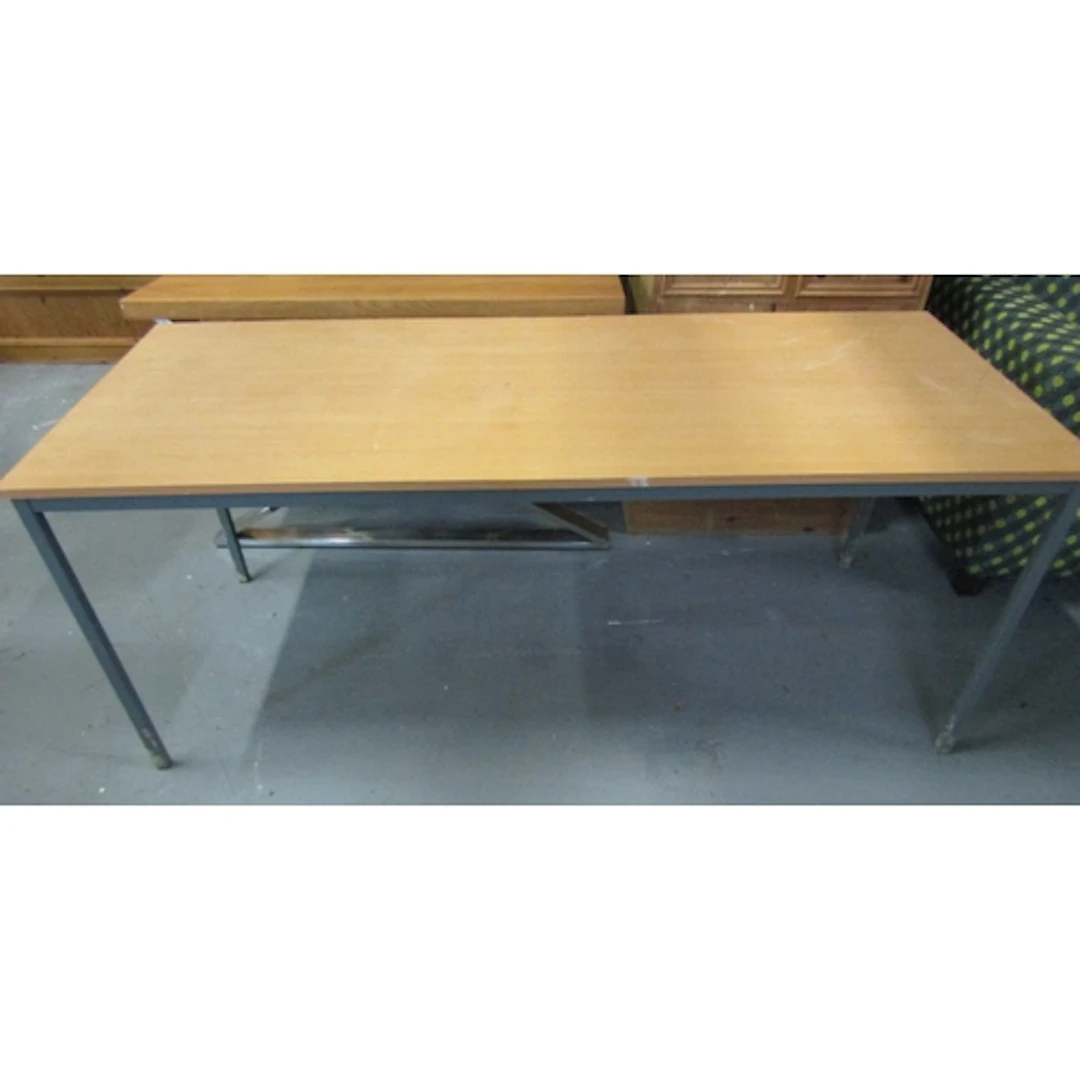Beech Top Rectangular Table Iron Frame Base Approximately 6f...