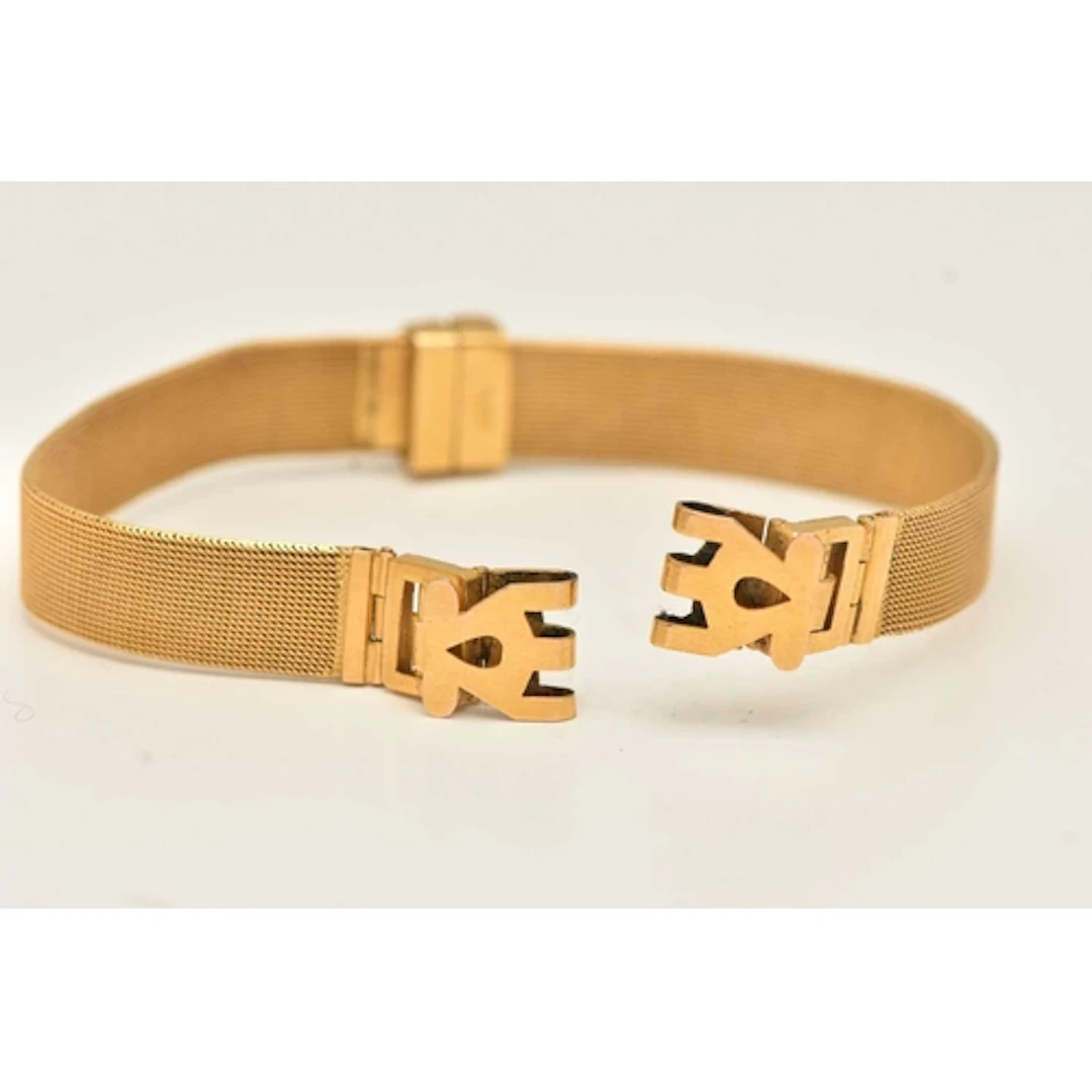 A HIGH CARAT LADIES WATCH BRACELET, a yellow metal mesh brac...