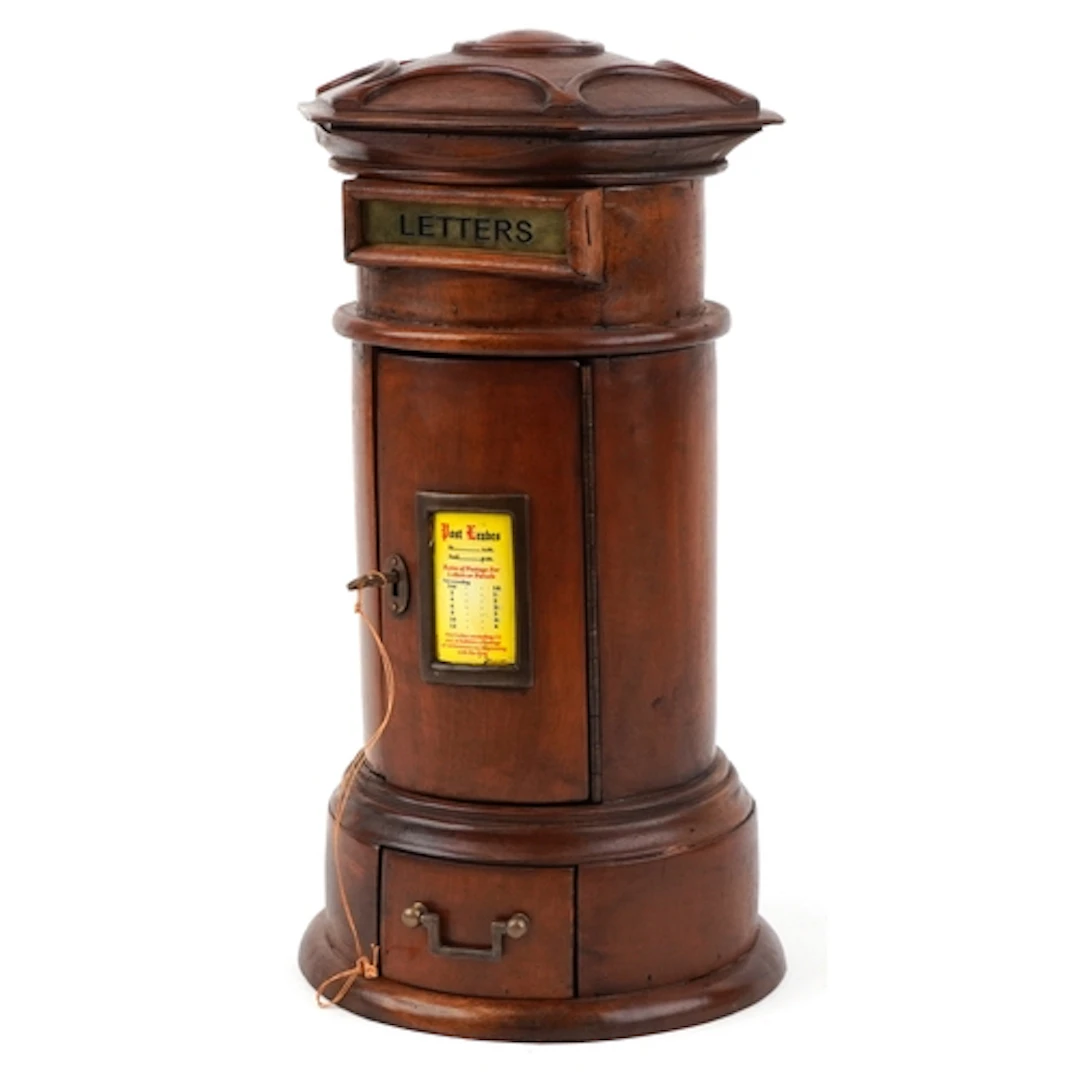 Georgian style desktop letterbox in the form of a post box, ...