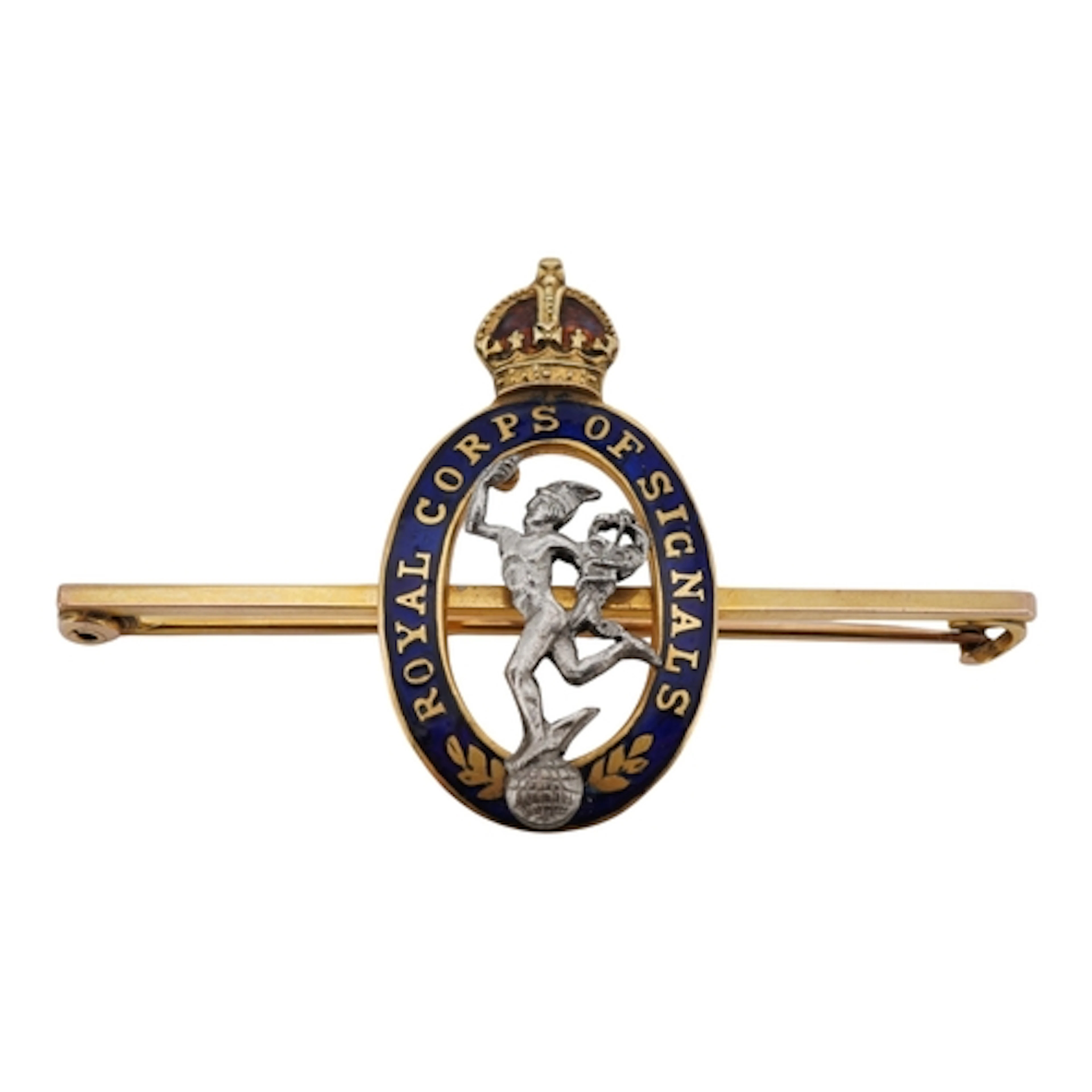 A 9ct and two colour enamel Royal Corps Of Signals regimenta...
